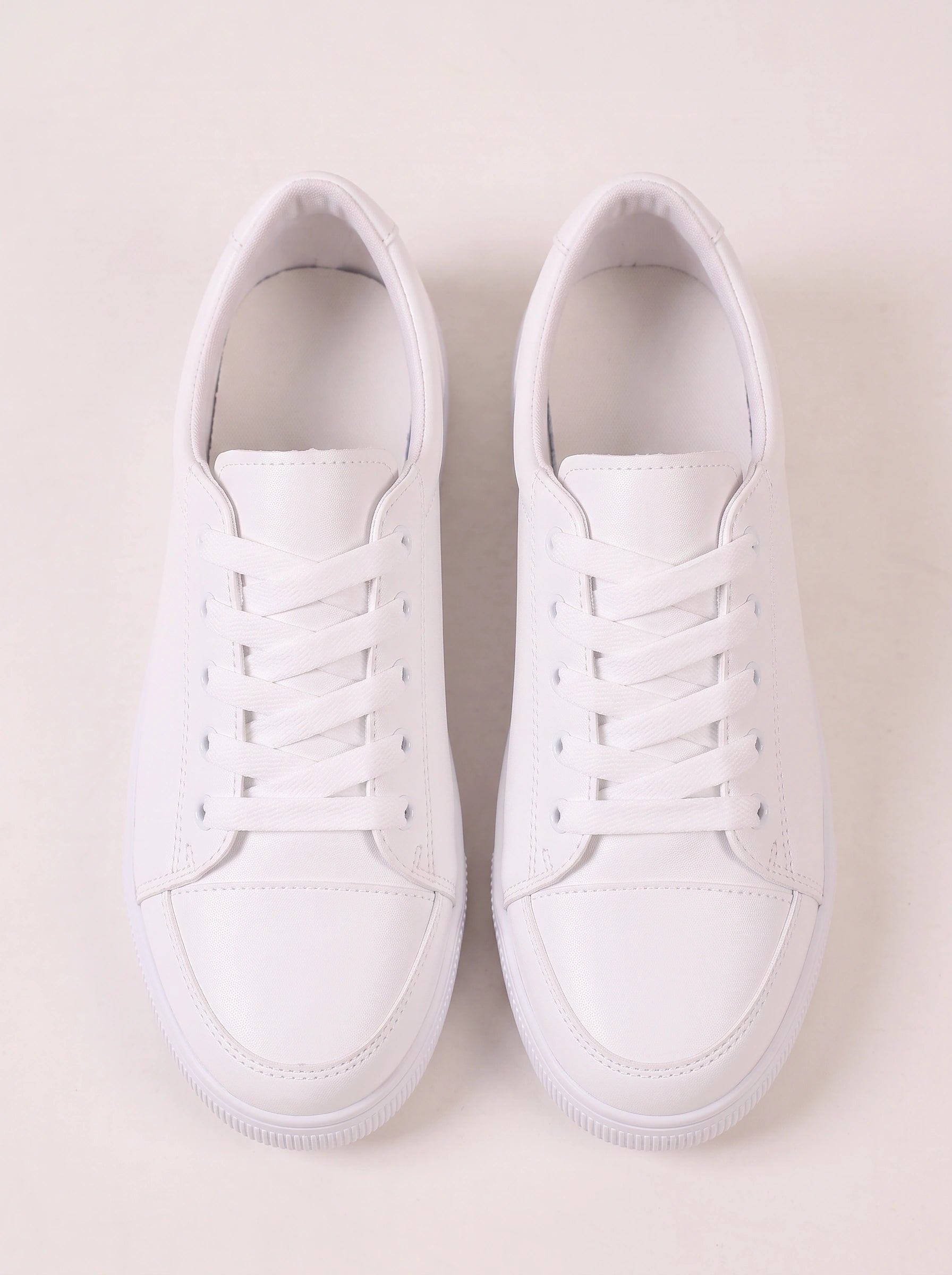 Sibenik Platform Lace-Up Sneakers – Women Casual White Canvas Low-Top Everyday Streetwear Sneakers