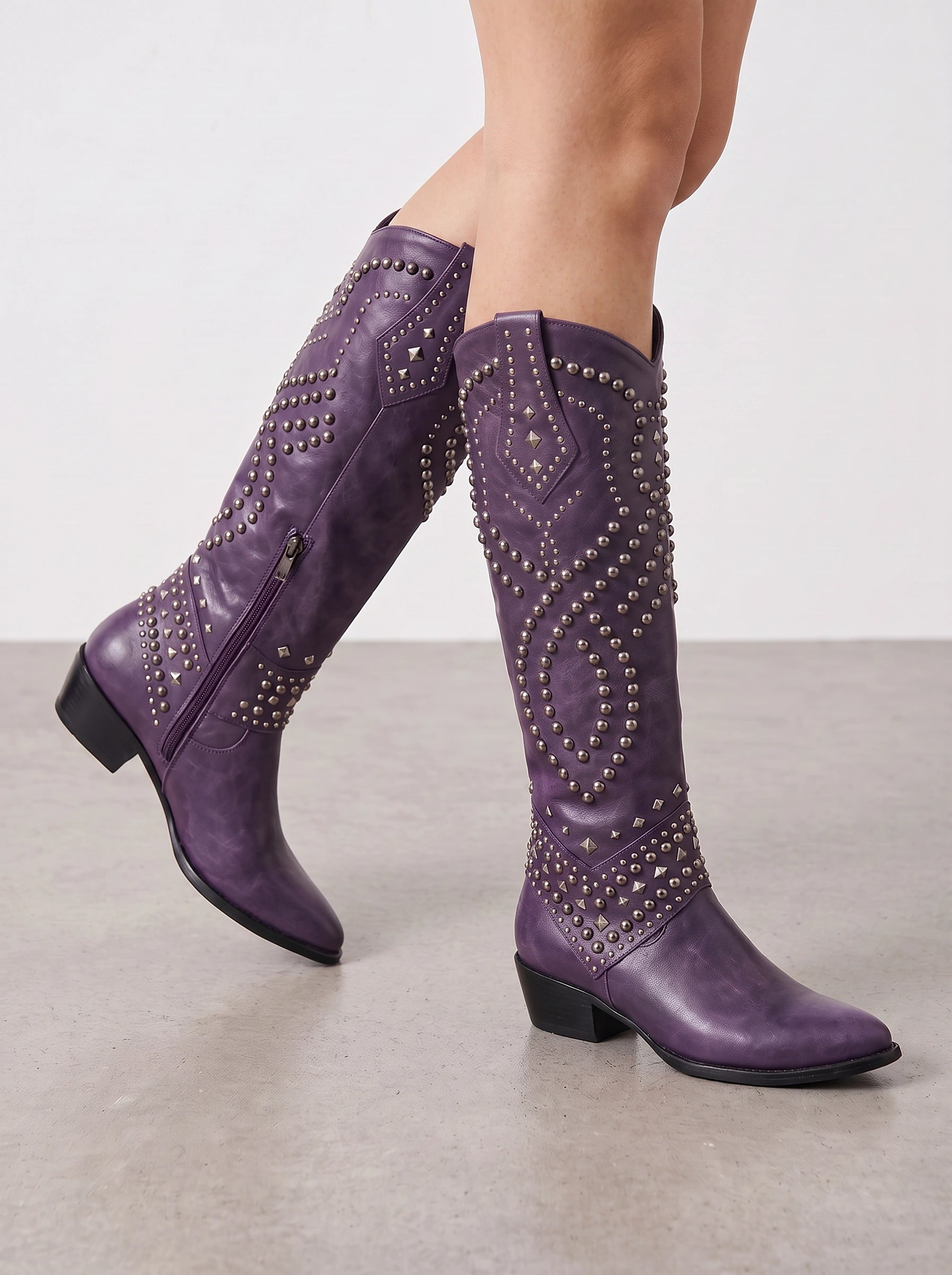 Sagres Studded Western Knee-High Boots – Cowgirl Boots Women Western Knee High Boots Ladies Fashion