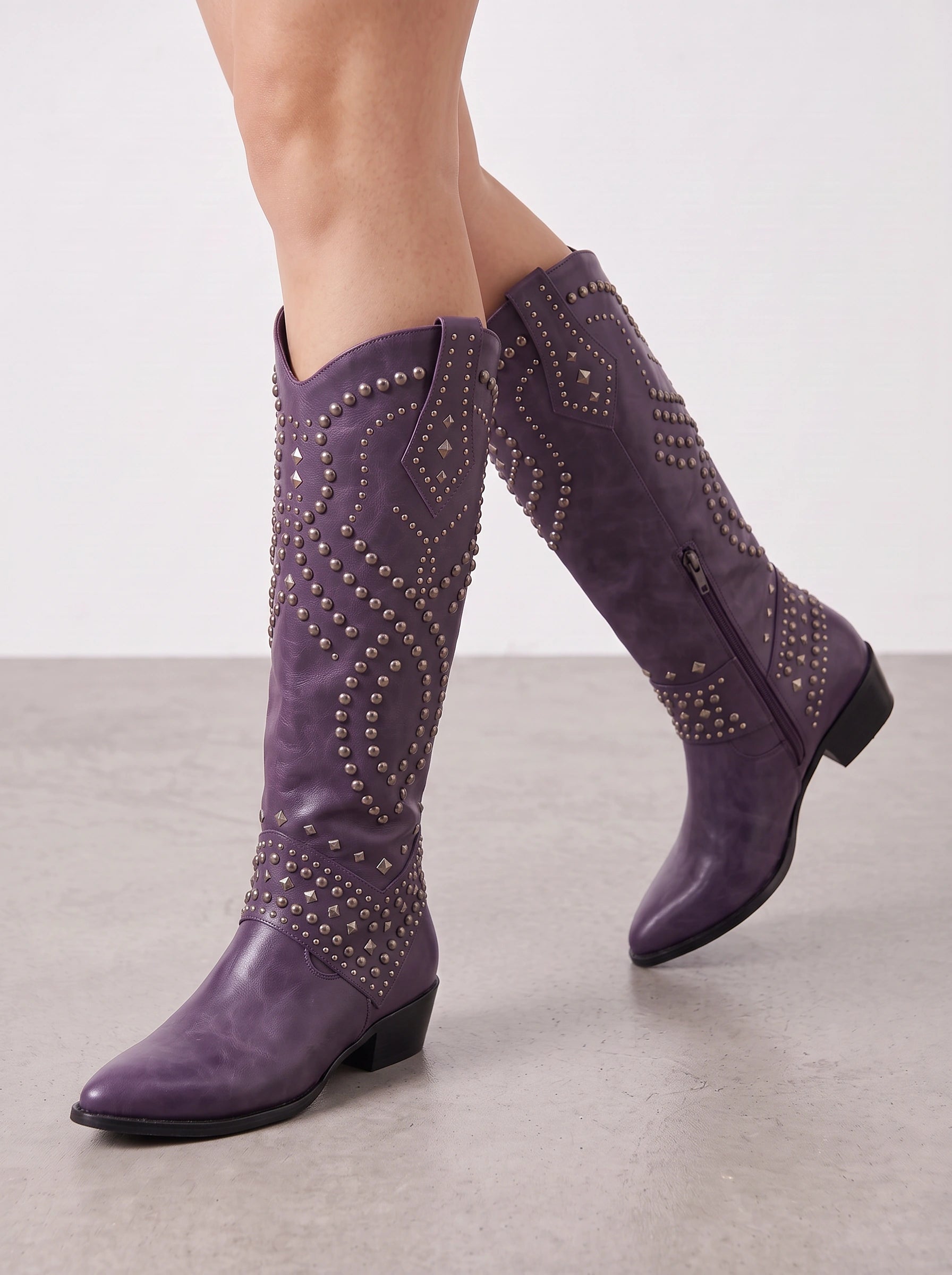 Sagres Studded Western Knee-High Boots – Cowgirl Boots Women Western Knee High Boots Ladies Fashion