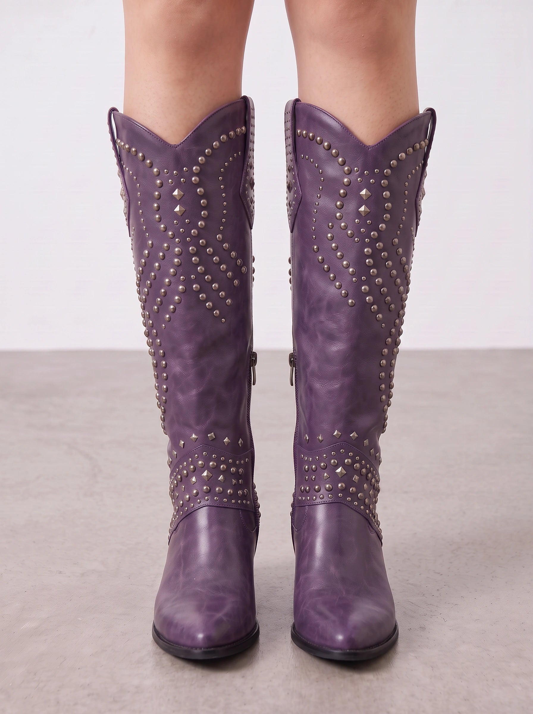 Sagres Studded Western Knee-High Boots – Cowgirl Boots Women Western Knee High Boots Ladies Fashion