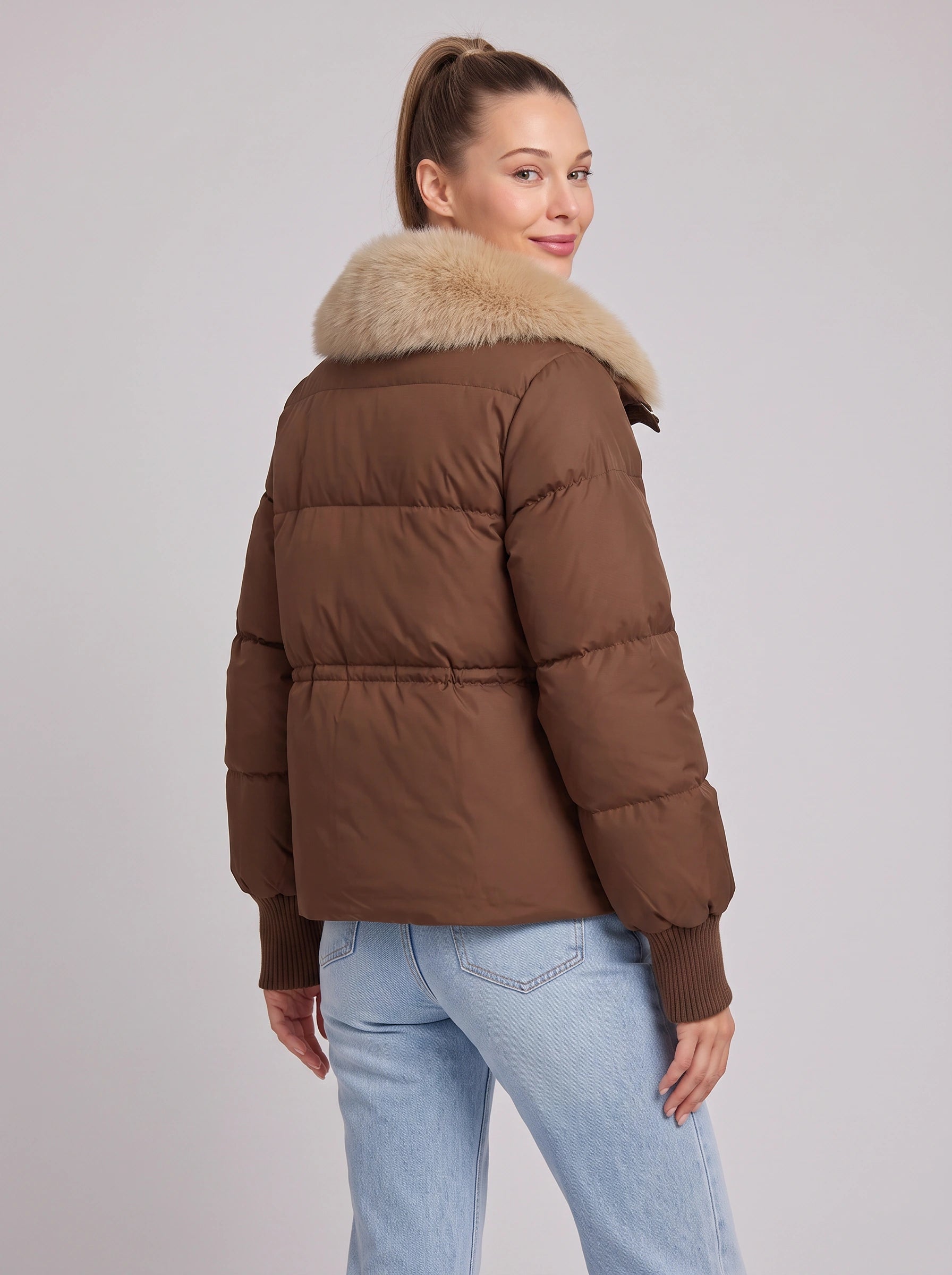 Togliere Faux-Fur Collar Puffer Jacket – Women Waterproof Insulated Fluffy Hood Winter Coat