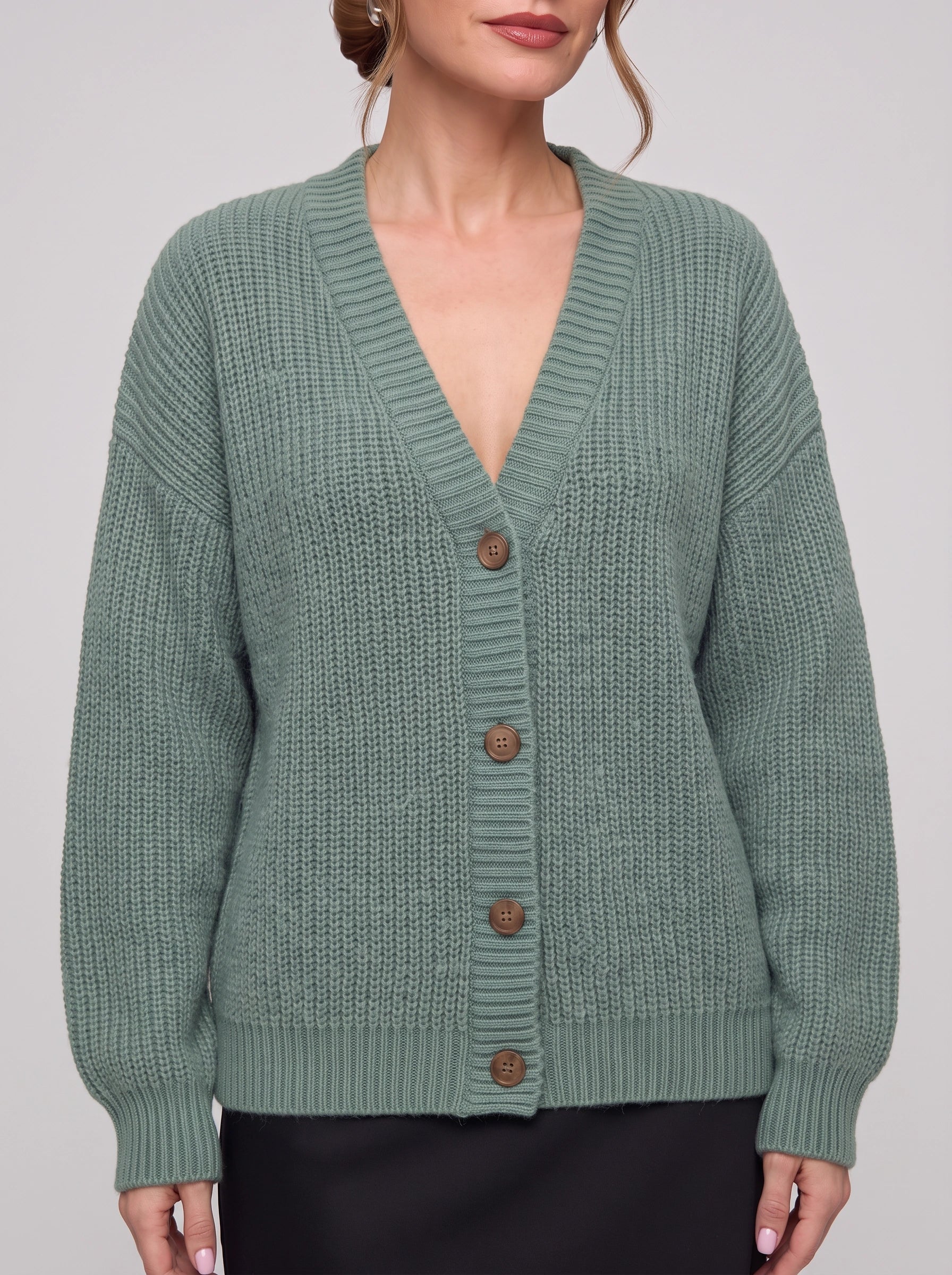 Sienna Chunky Ribbed Button Cardigan – Oversized Long Sleeve Women Casual Cozy Knit Sweater Cardigan