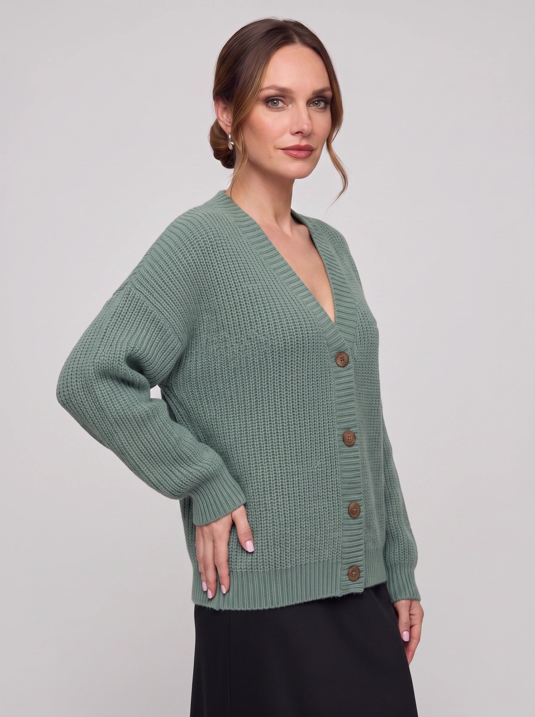 Sienna Chunky Ribbed Button Cardigan – Oversized Long Sleeve Women Casual Cozy Knit Sweater Cardigan