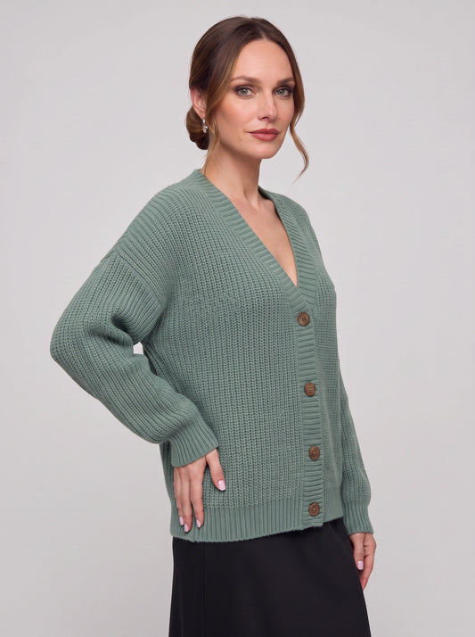 Sienna Chunky Ribbed Button Cardigan – Oversized Long Sleeve Women Casual Cozy Knit Sweater Cardigan