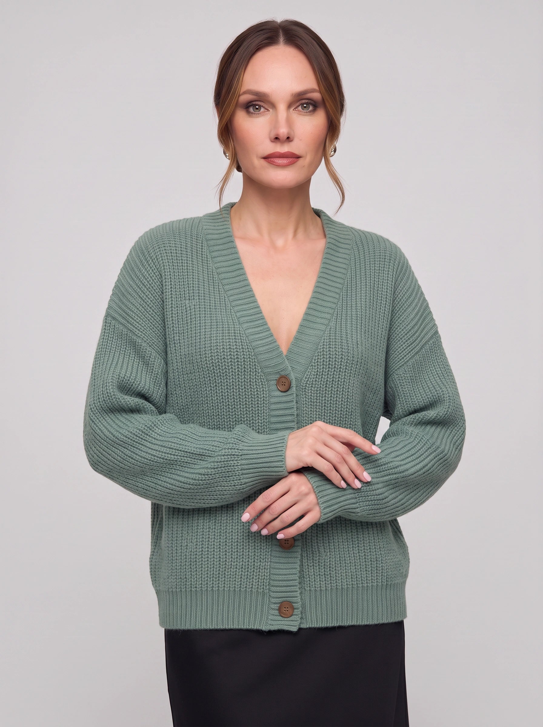 Sienna Chunky Ribbed Button Cardigan – Oversized Long Sleeve Women Casual Cozy Knit Sweater Cardigan