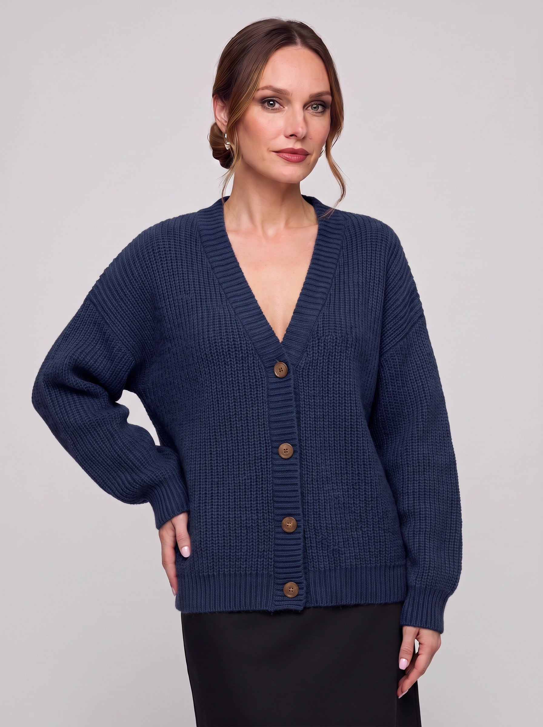 Sienna Chunky Ribbed Button Cardigan – Oversized Long Sleeve Women Casual Cozy Knit Sweater Cardigan