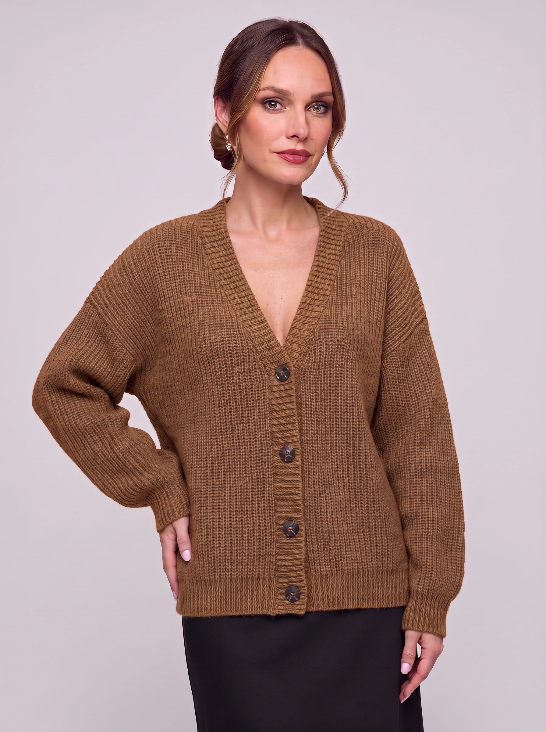 Sienna Chunky Ribbed Button Cardigan – Oversized Long Sleeve Women Casual Cozy Knit Sweater Cardigan