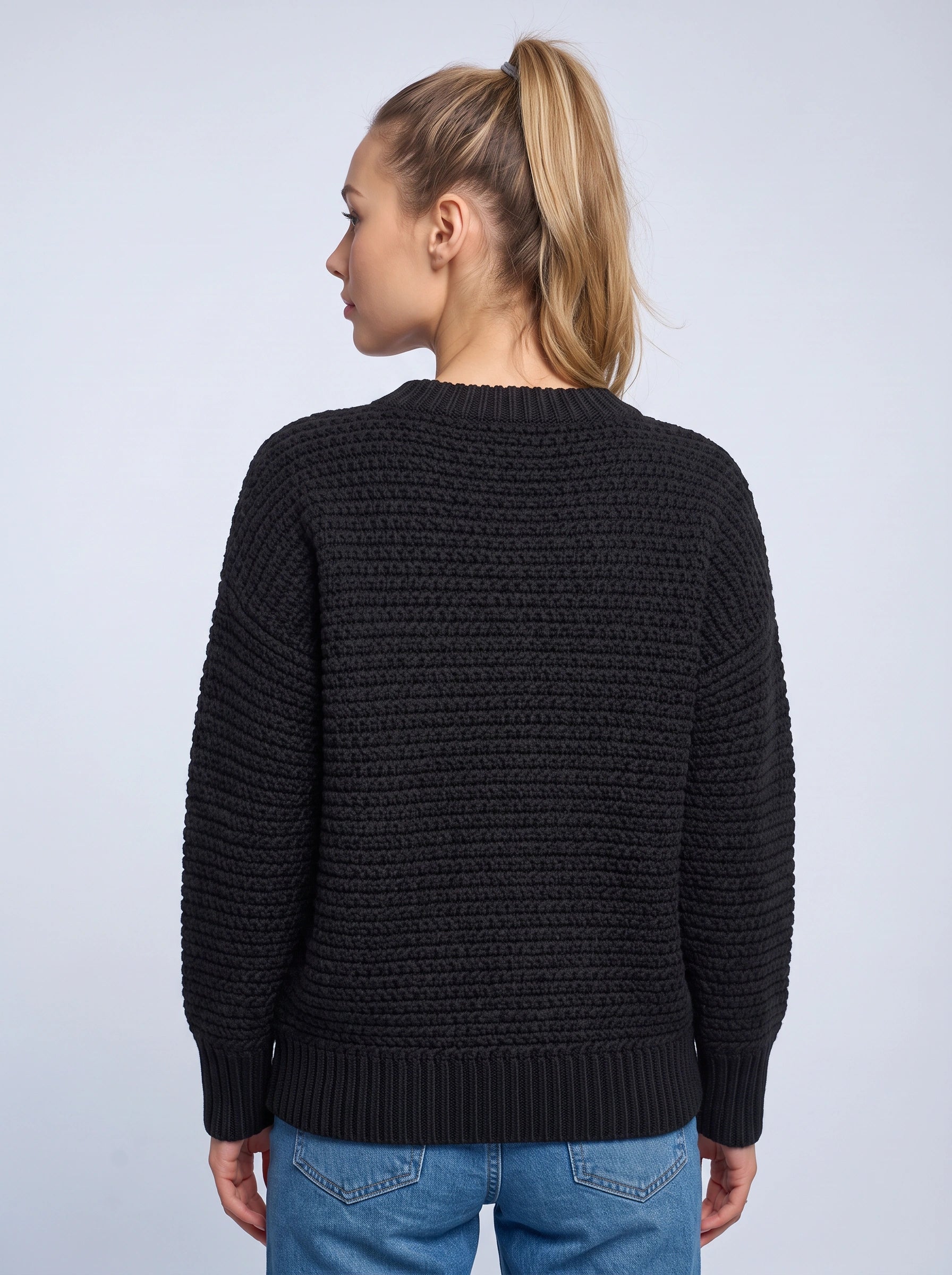 Grimsby Chunky Ribbed Crew Neck Sweater – Oversized Knit Women Sweaters Casual Winter Pullover Jumper