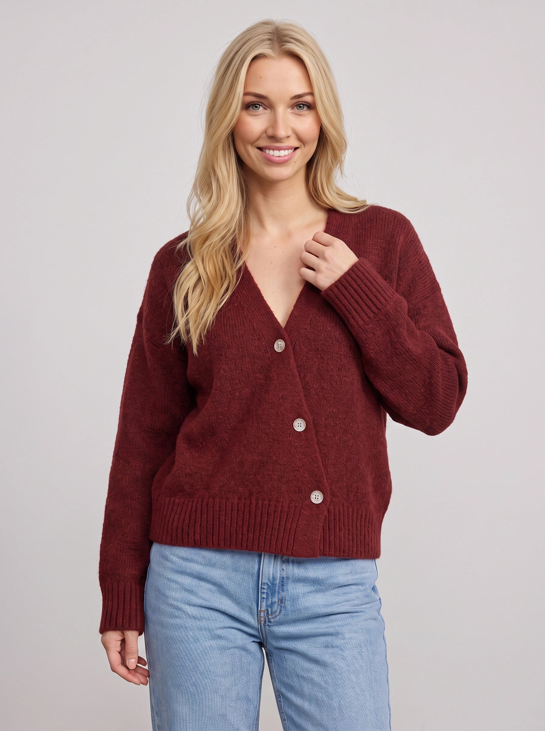 Cradwyn Ribbed Button-Front Cardigan – Women Cozy Knit V-Neck Casual Winter Sweater Cardigan