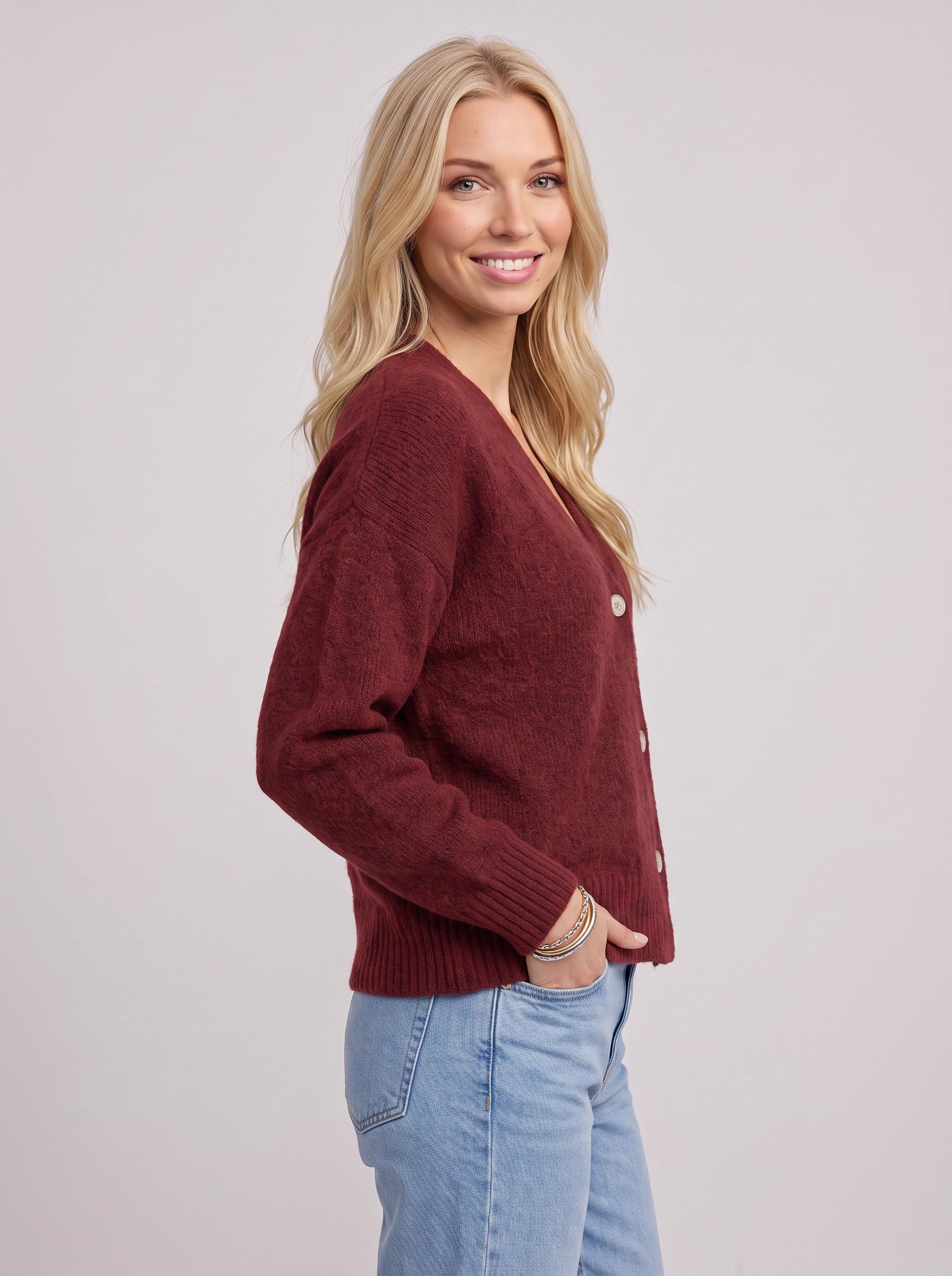 Cradwyn Ribbed Button-Front Cardigan – Women Cozy Knit V-Neck Casual Winter Sweater Cardigan