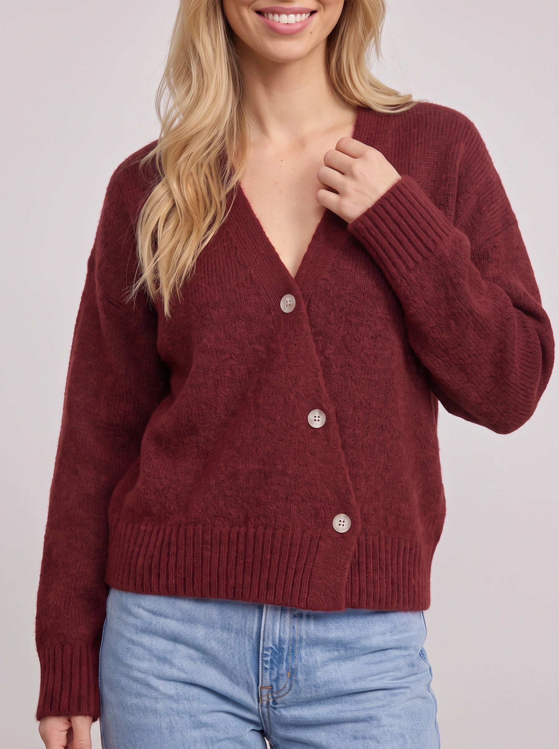 Cradwyn Ribbed Button-Front Cardigan – Women Cozy Knit V-Neck Casual Winter Sweater Cardigan