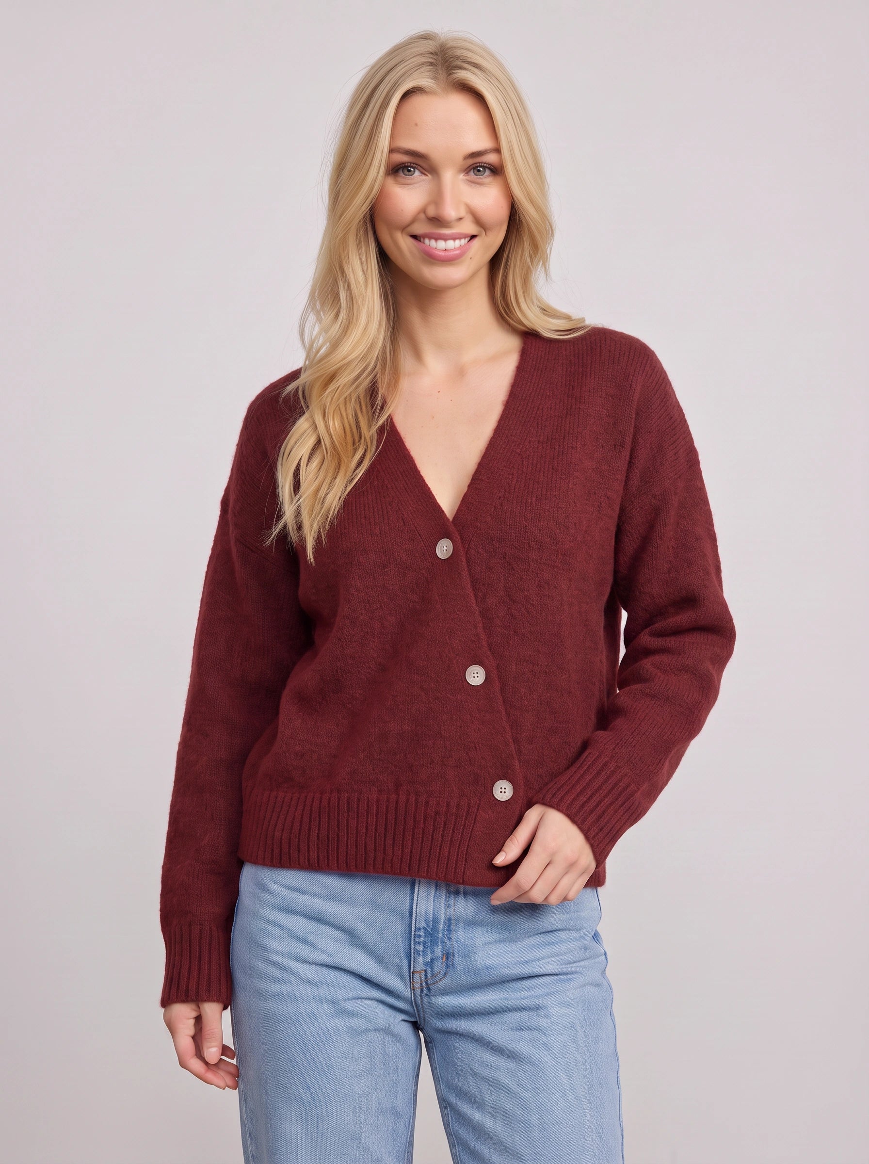 Cradwyn Ribbed Button-Front Cardigan – Women Cozy Knit V-Neck Casual Winter Sweater Cardigan