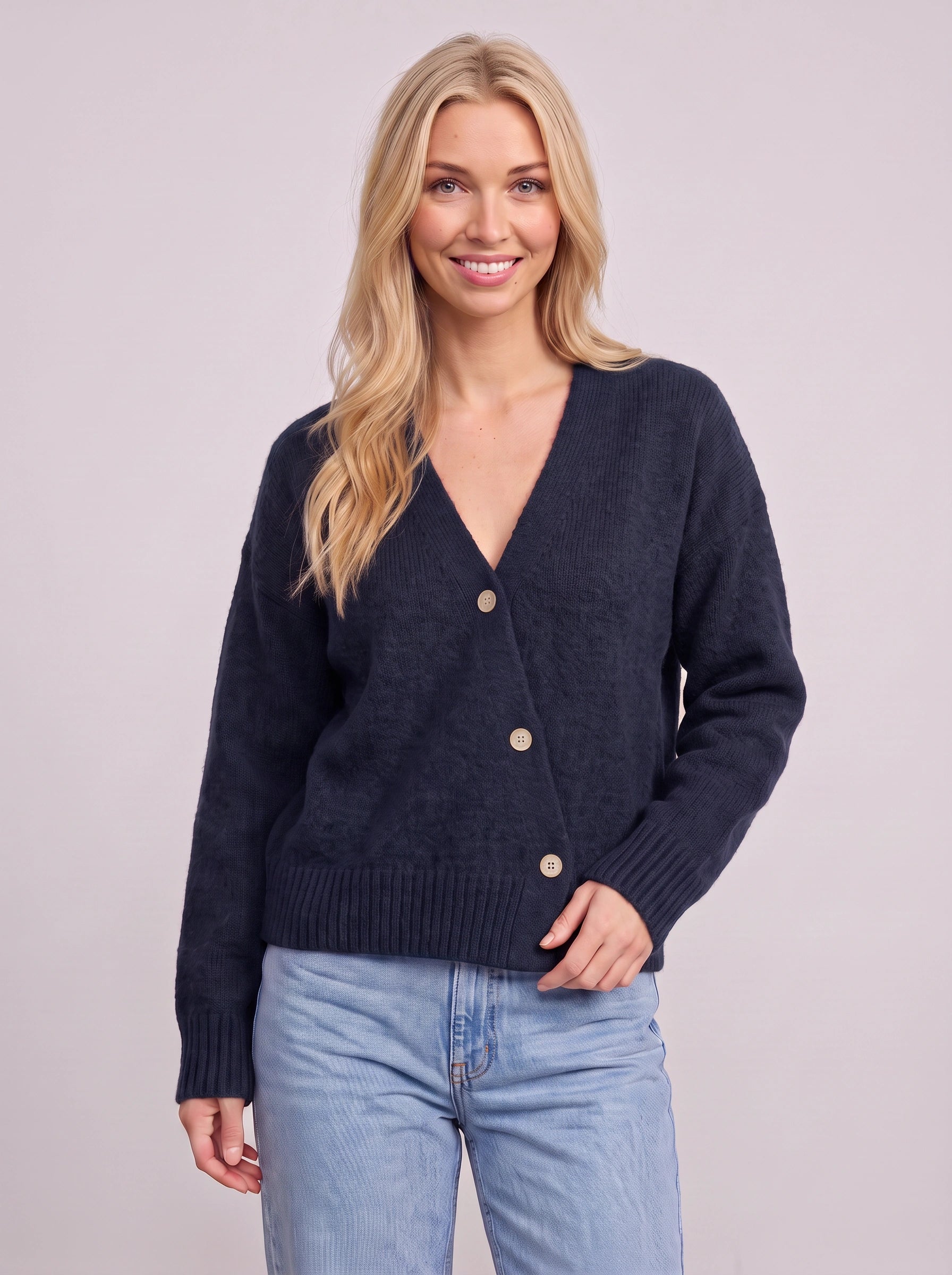 Cradwyn Ribbed Button-Front Cardigan – Women Cozy Knit V-Neck Casual Winter Sweater Cardigan