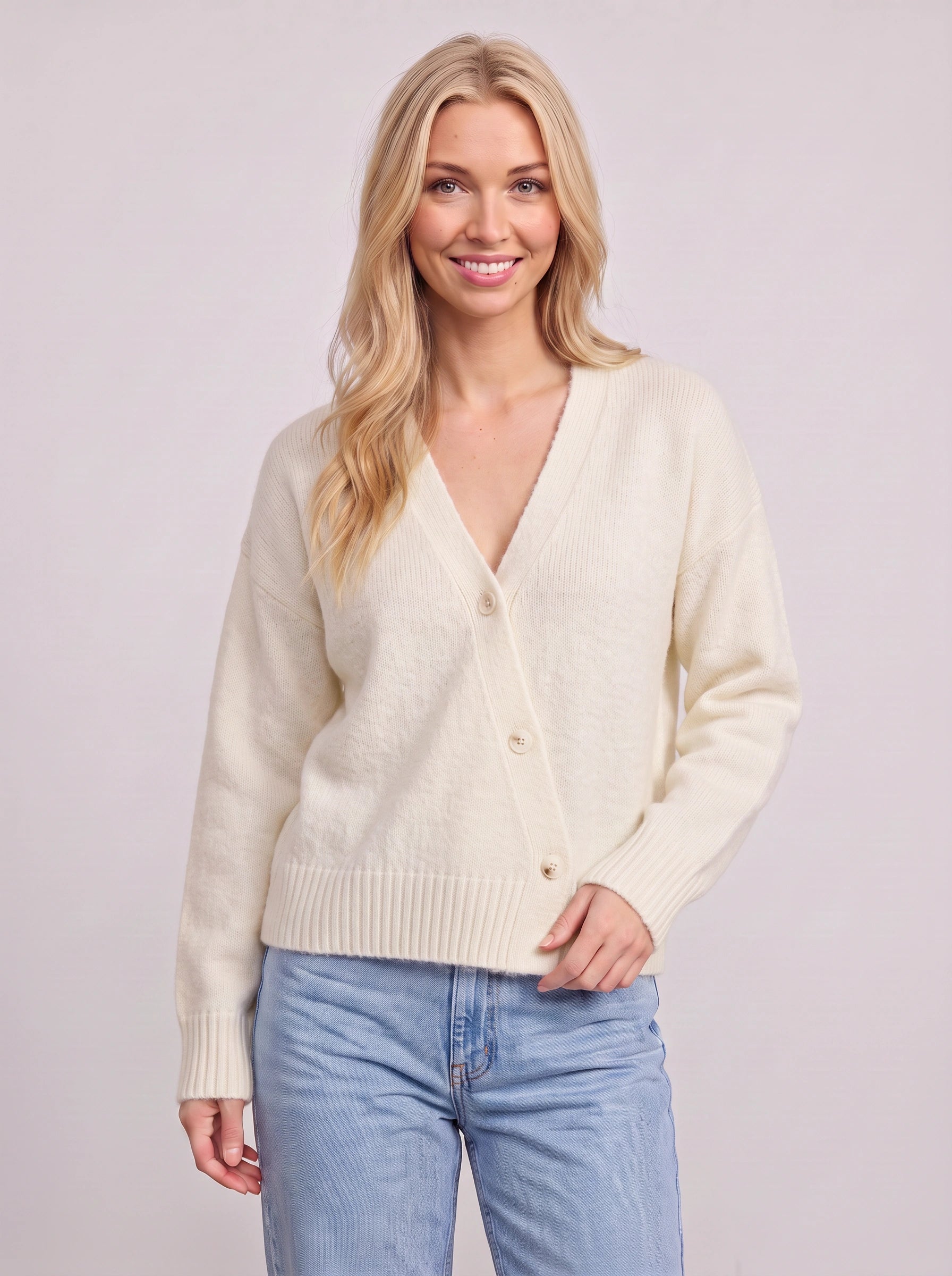 Cradwyn Ribbed Button-Front Cardigan – Women Cozy Knit V-Neck Casual Winter Sweater Cardigan