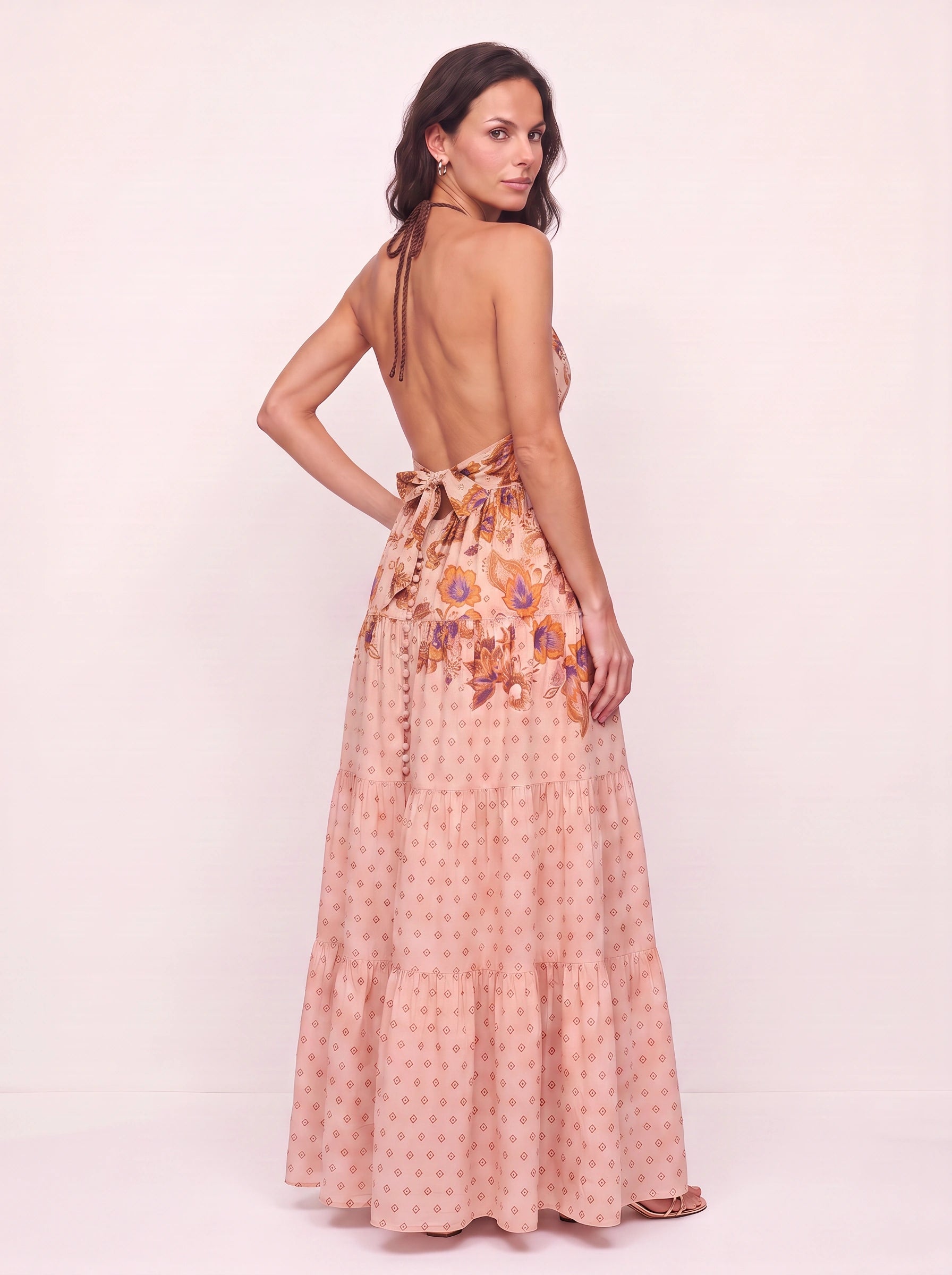 Florencia Embroidered Halter Maxi Dress – Boho Women Summer Wedding Guest Bohemian Festival Vacation Maxi Dress