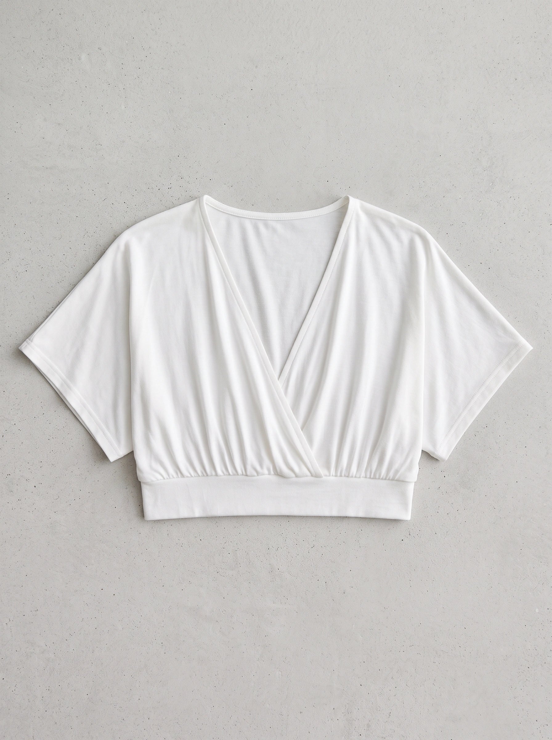 Candela Wrap Crop Top – Plunge Neck Dolman Sleeve Women Blouse Summer Cute Casual Wrapped Crop Top