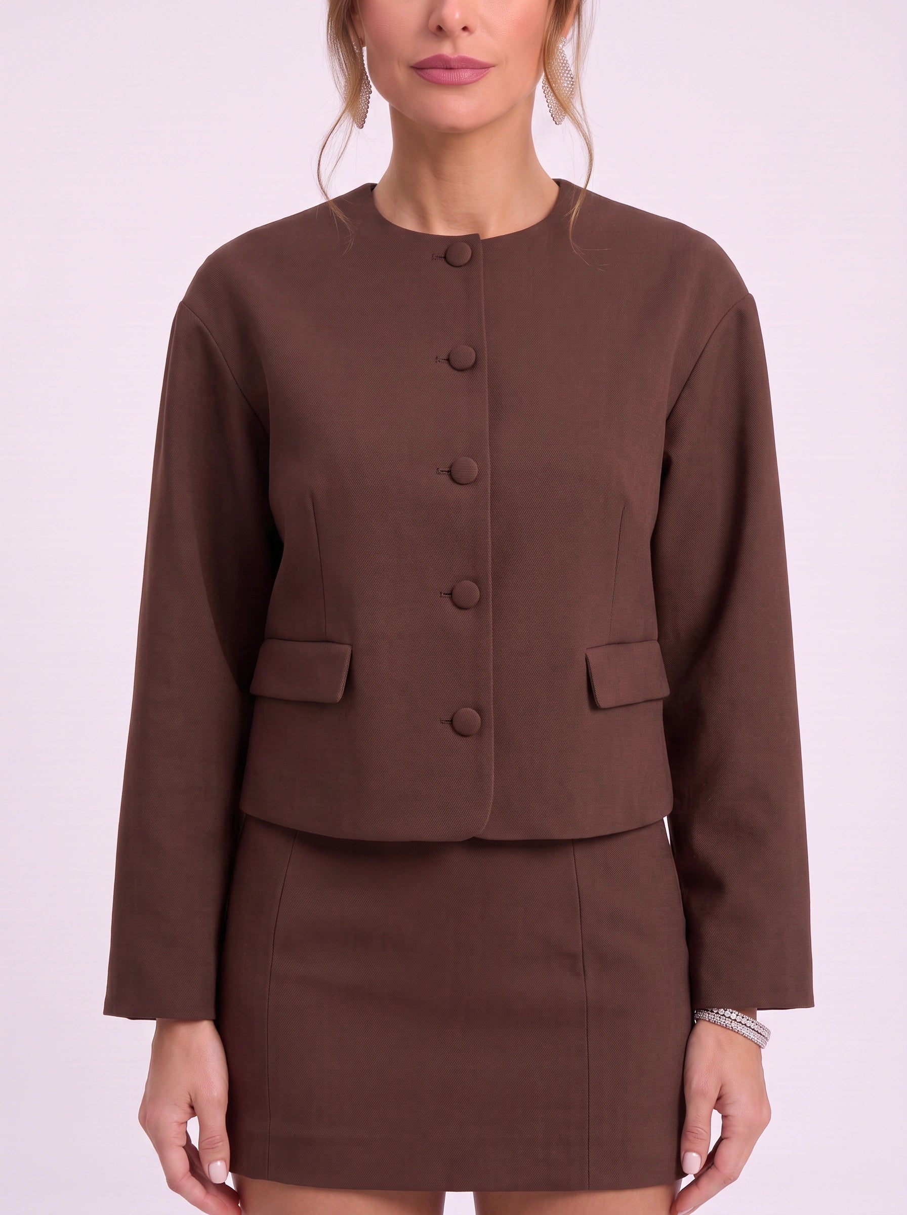 Nuveau Cropped Jacket Mini Skirt Co-Ord Set – Two Piece Sets Women Lounge Sets Matching Outfit Business Casual Sweat Set