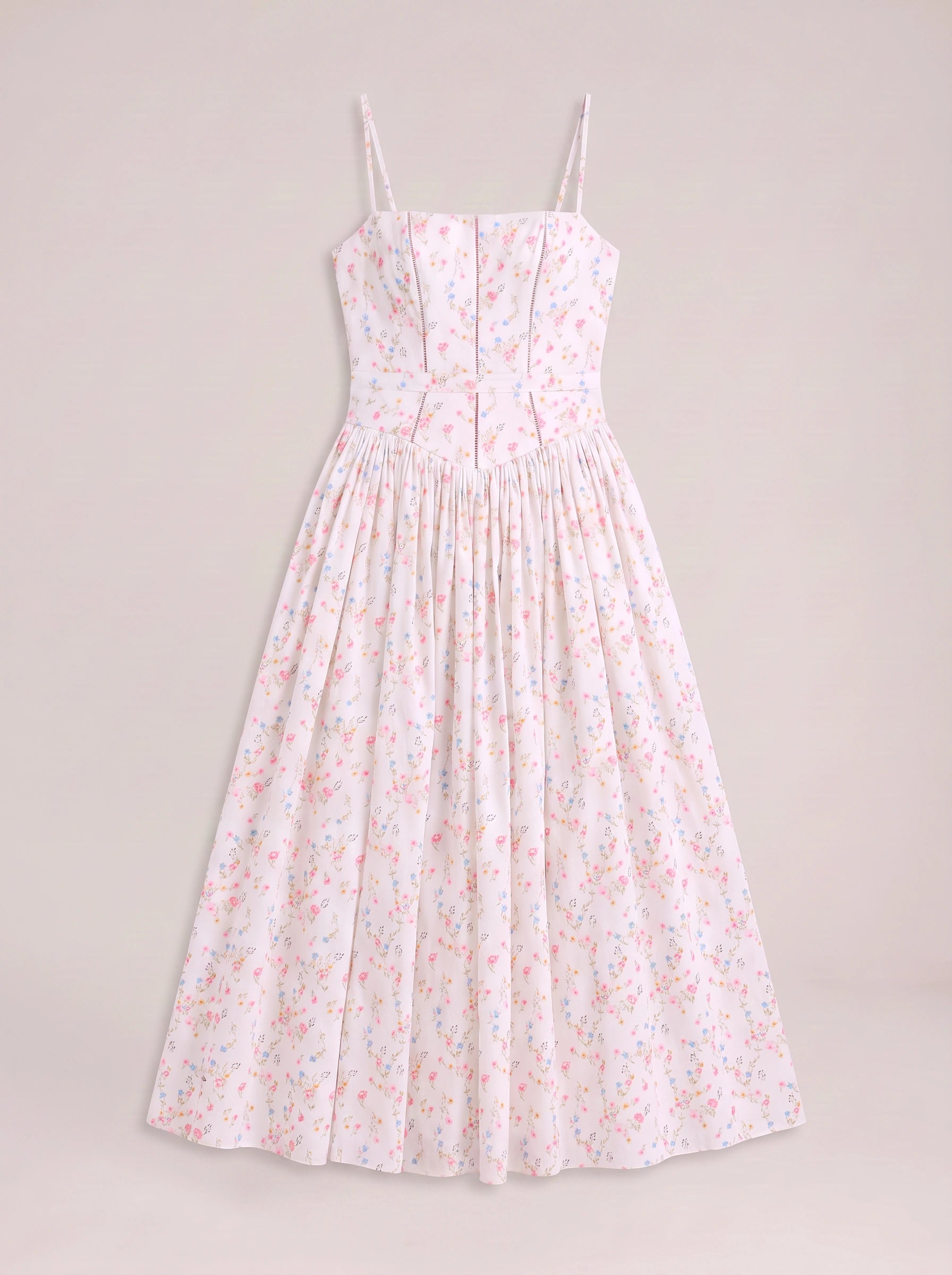 Fioretti Smocked Corset Midi Dress – Floral Midi Dress Women Summer Wedding Guest Garden Party Sundress