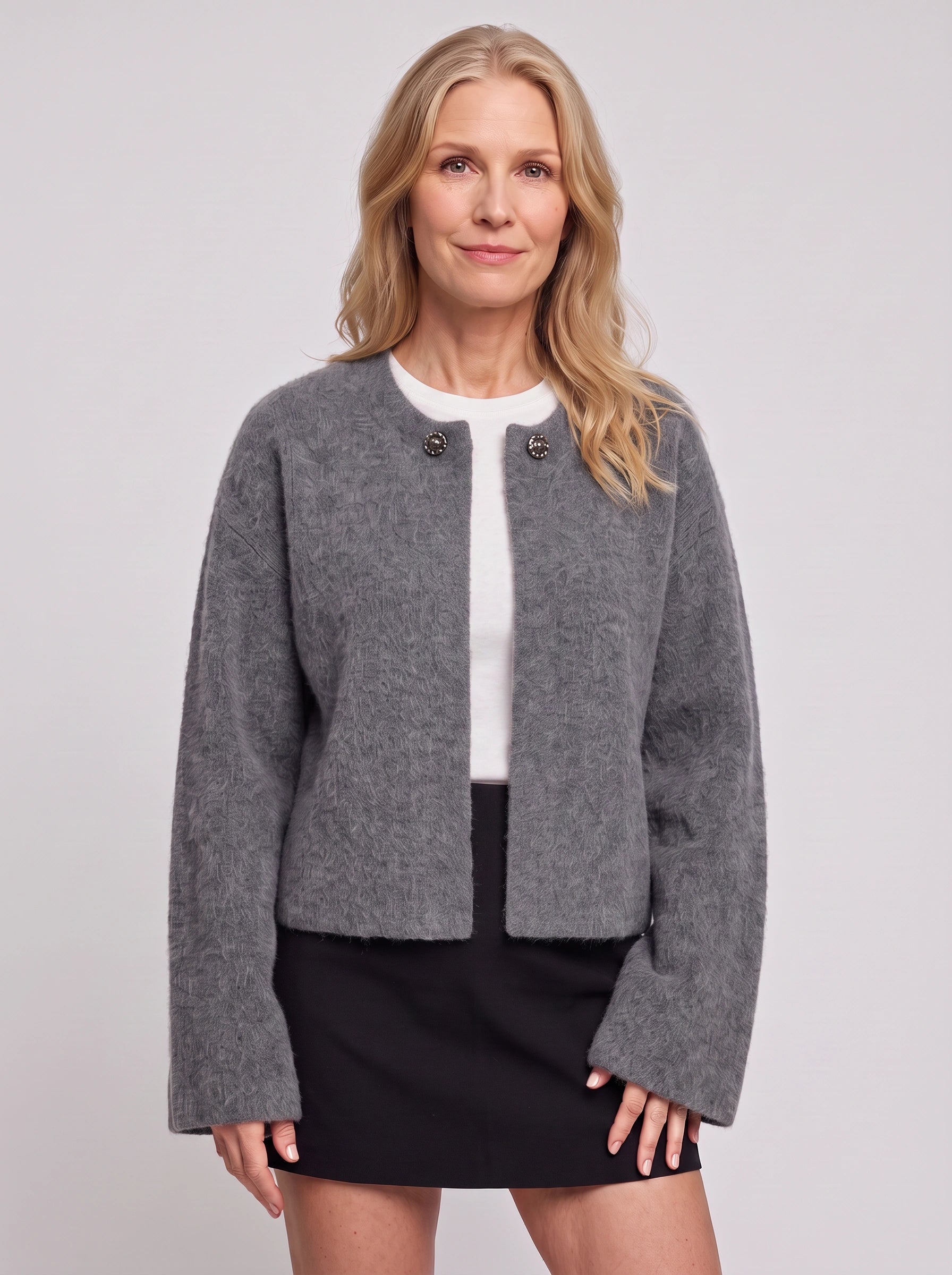 Polaire Contrast Collar Cropped Jacket – Women Winter Casual Office Workwear Blazer Coat