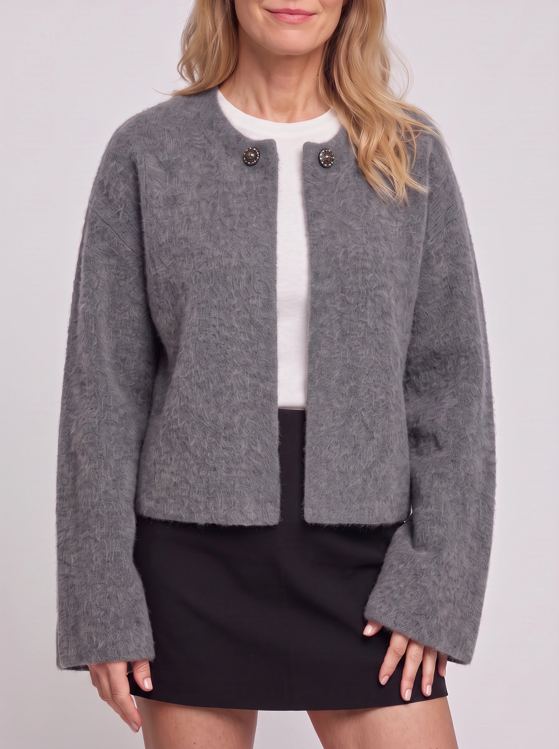 Polaire Contrast Collar Cropped Jacket – Women Winter Casual Office Workwear Blazer Coat