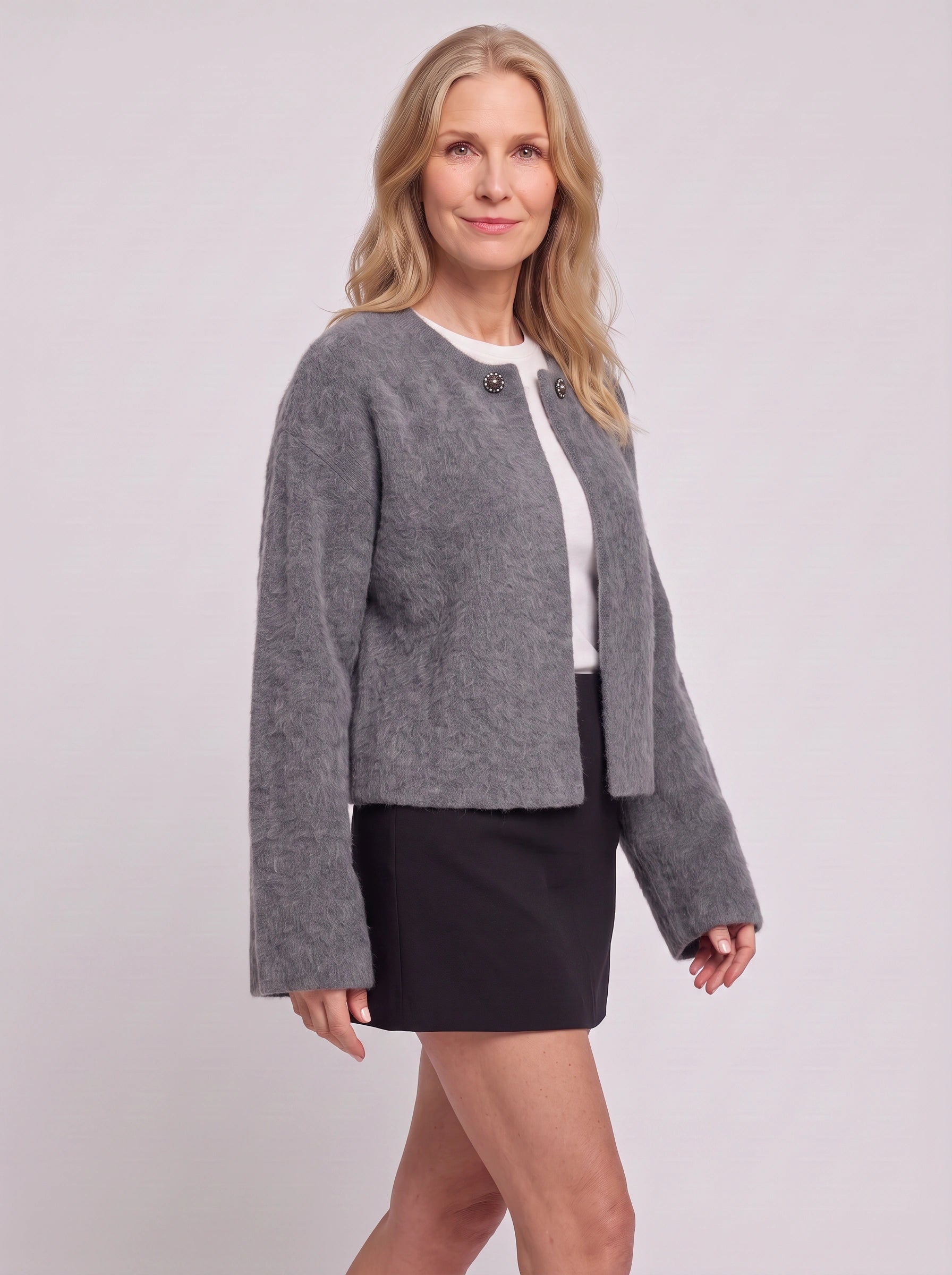 Polaire Contrast Collar Cropped Jacket – Women Winter Casual Office Workwear Blazer Coat
