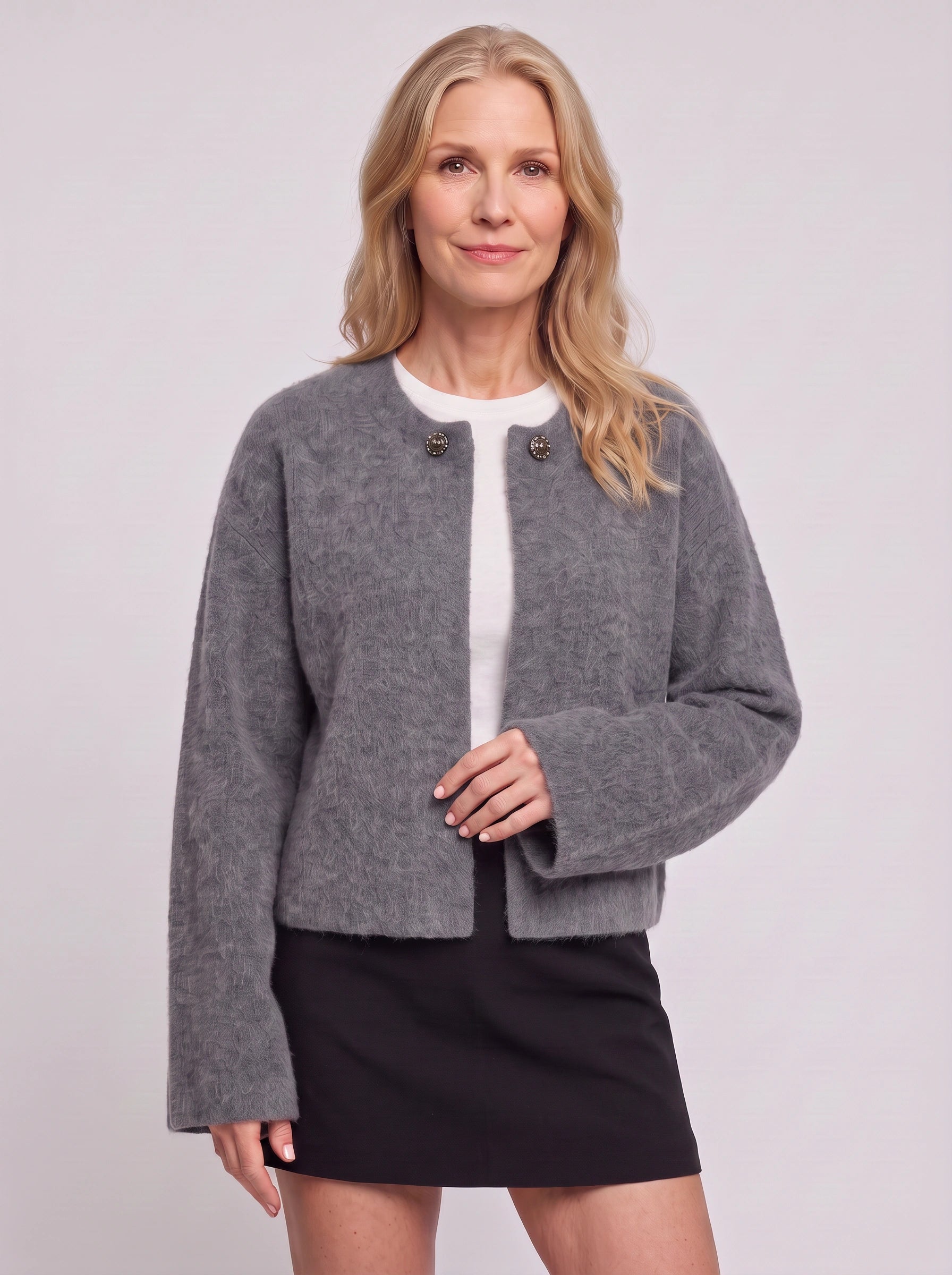 Polaire Contrast Collar Cropped Jacket – Women Winter Casual Office Workwear Blazer Coat