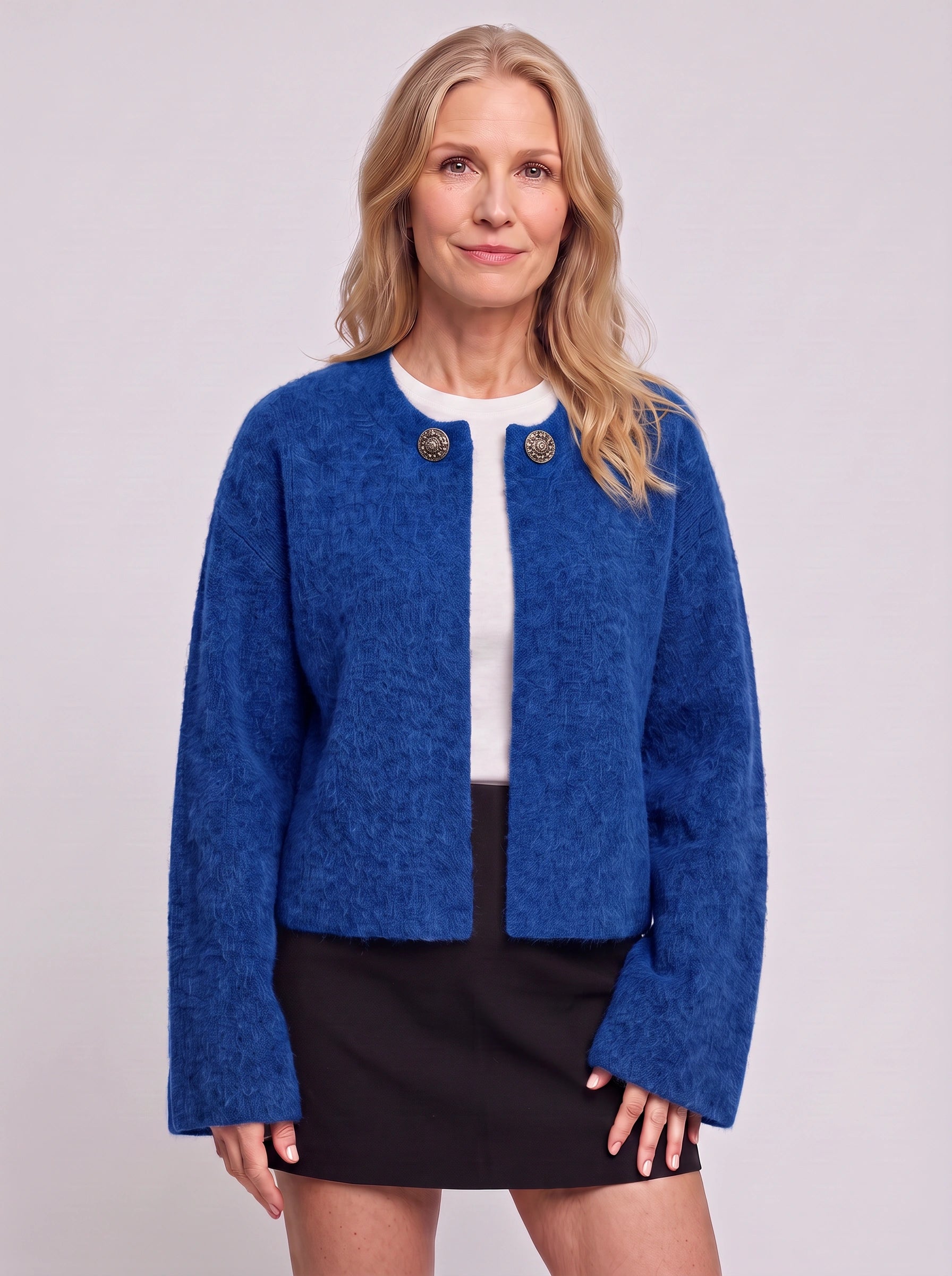 Polaire Contrast Collar Cropped Jacket – Women Winter Casual Office Workwear Blazer Coat