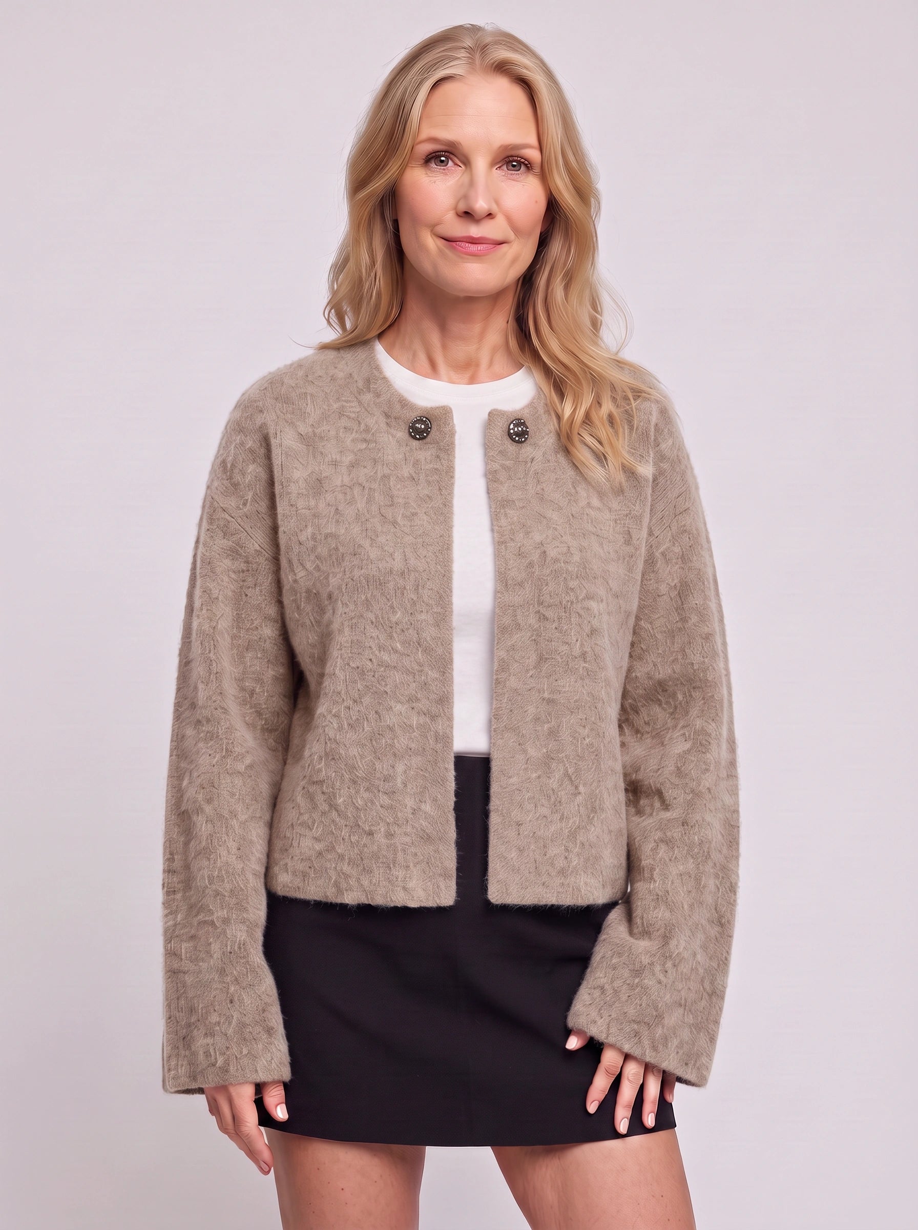 Polaire Contrast Collar Cropped Jacket – Women Winter Casual Office Workwear Blazer Coat