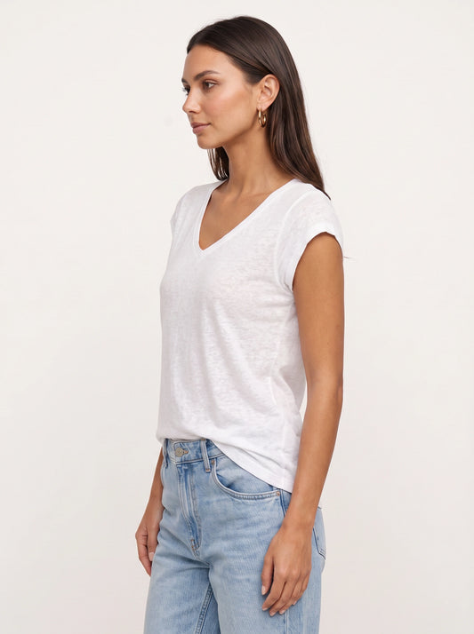 Mosslyn V-Neck Cap Sleeve Top – Relaxed Fit T Shirt Women Casual Summer Basic Tee