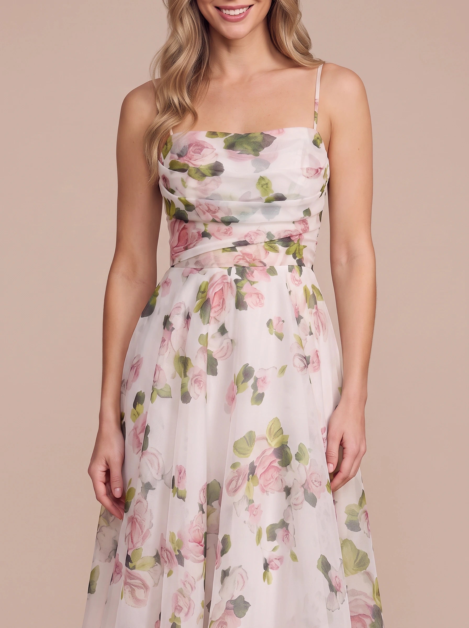 Rosalind Floral Sweetheart Midi Dress – Women Summer Wedding Guest Garden Party Cocktail Midi Dress