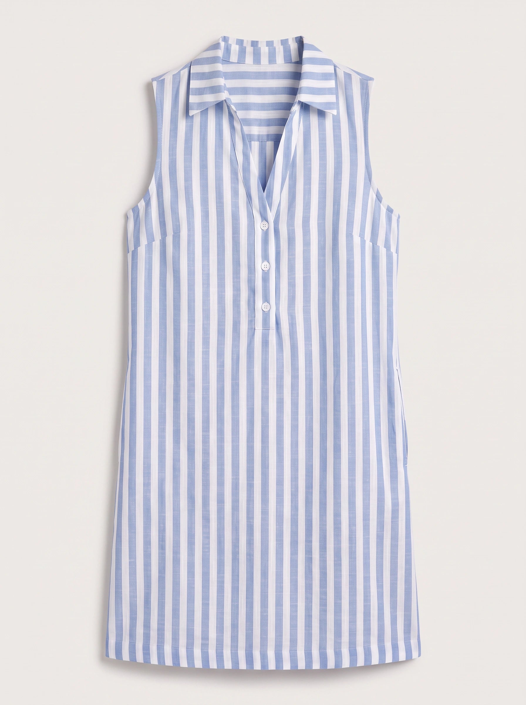 Rigatta Sleeveless Shirt Mini Dress – Striped Shirt Dress Women Summer Casual Beach Resort Mini Dress