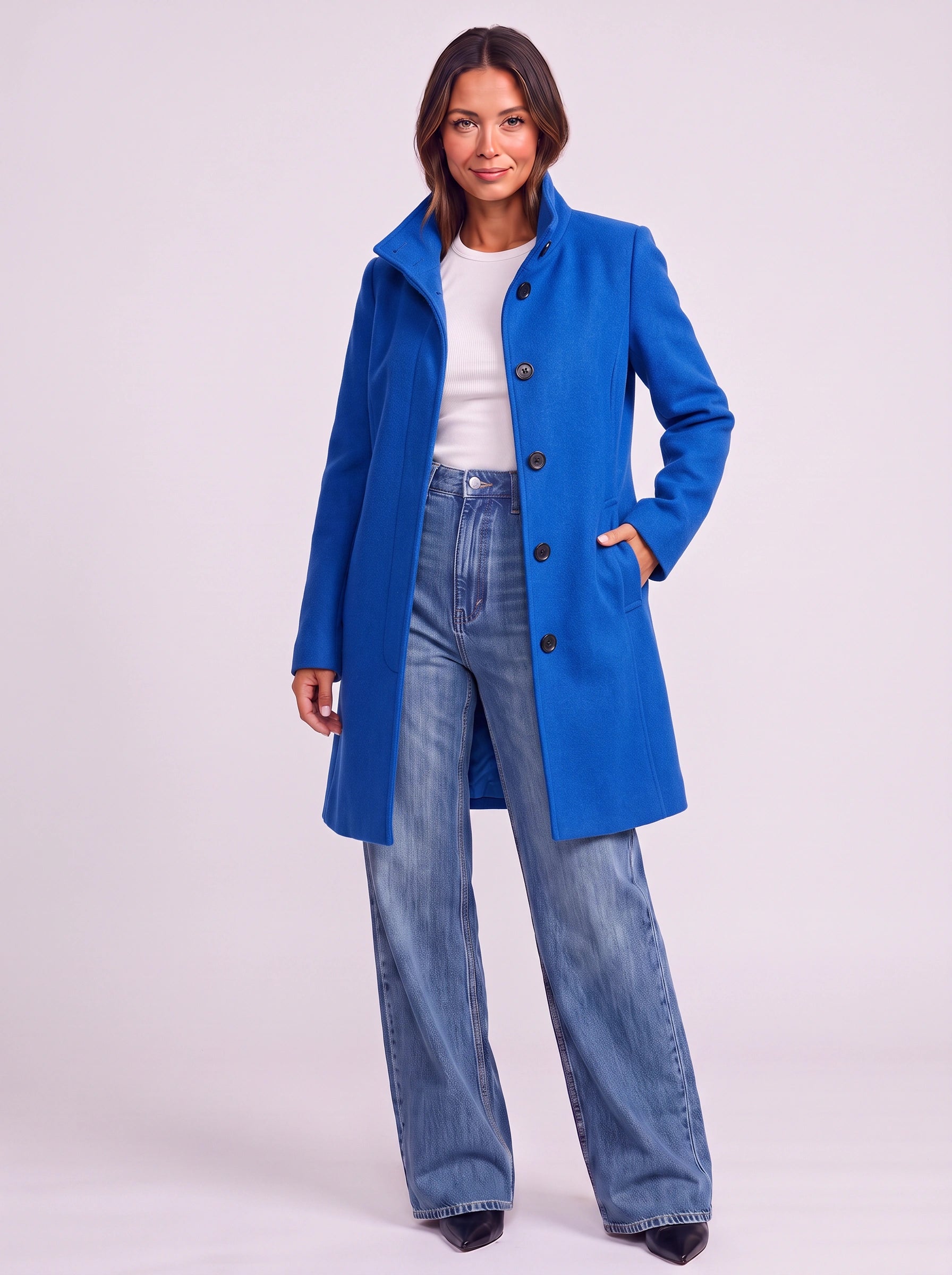 Camelgrace Stand-Collar Button-Front Longline Coat – Women Tailored Elegant Office Classic Camel Trench Coat