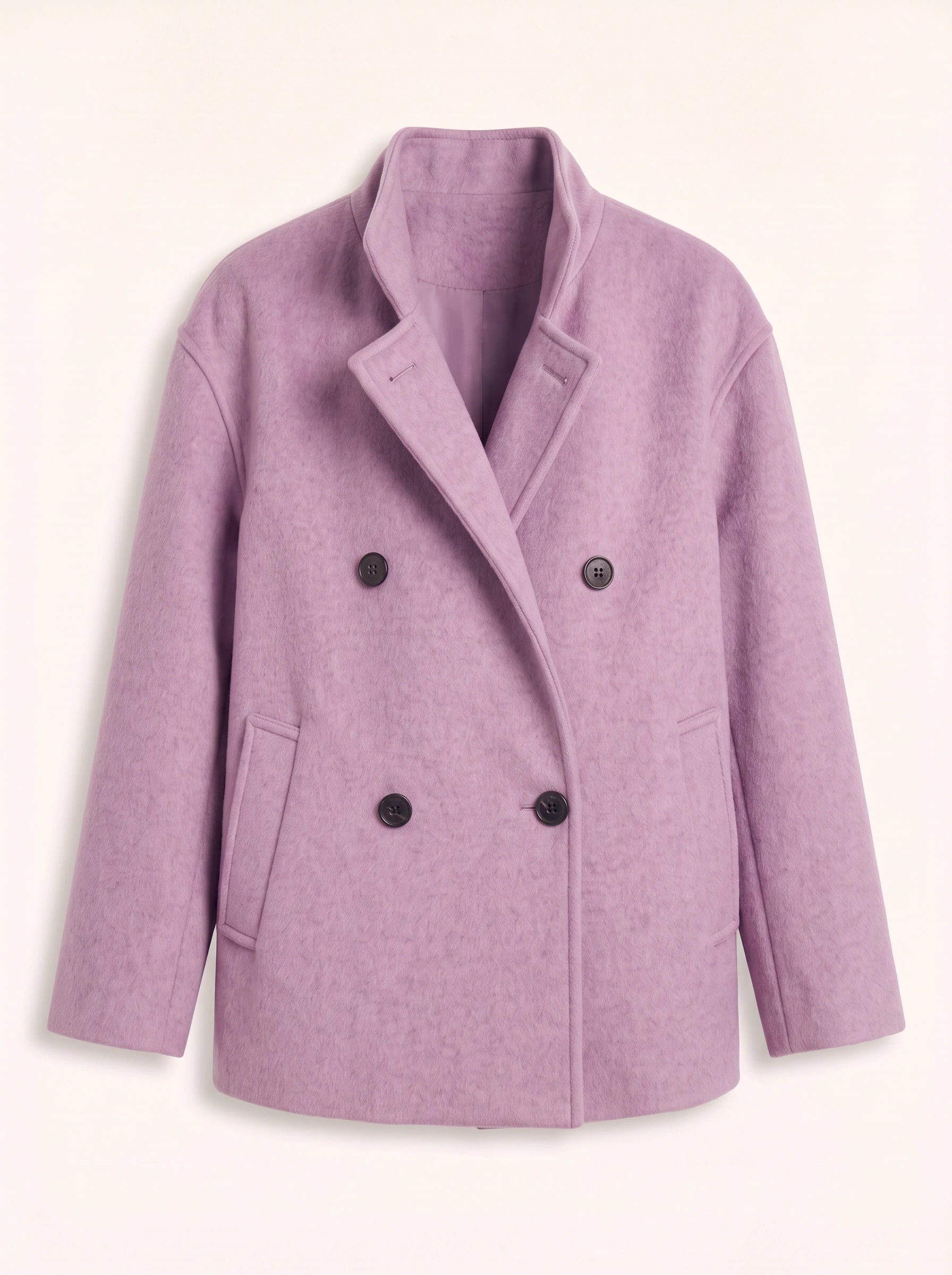 Hedvig Double-Breasted High-Neck Coat – Women Wool Blazer Jacket Oversized Cropped Tailored Office Workwear