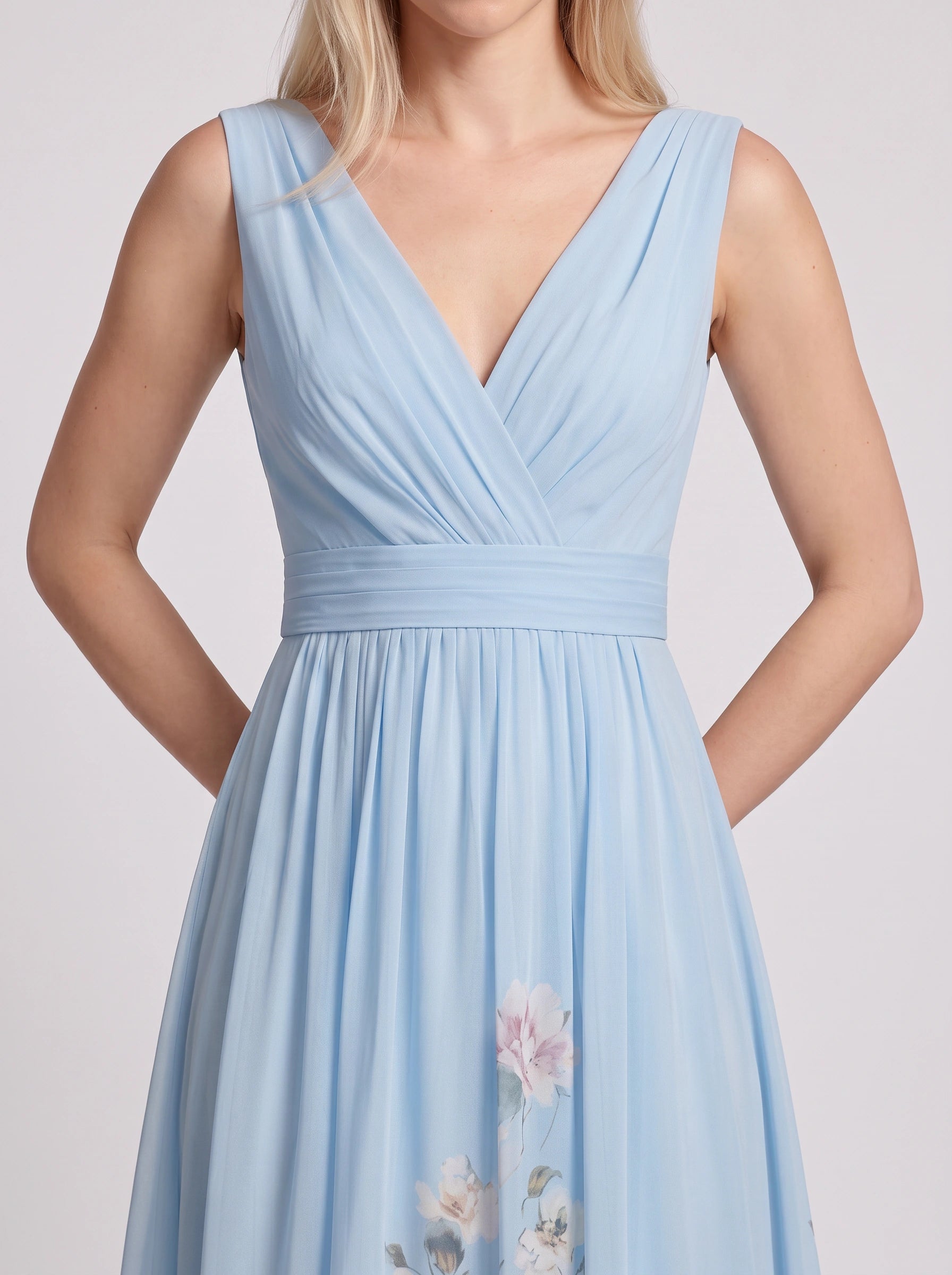 Floralise Plunge Neck Chiffon Maxi Dress – Floral Maxi Dress Women Formal Wedding Guest Summer Cocktail