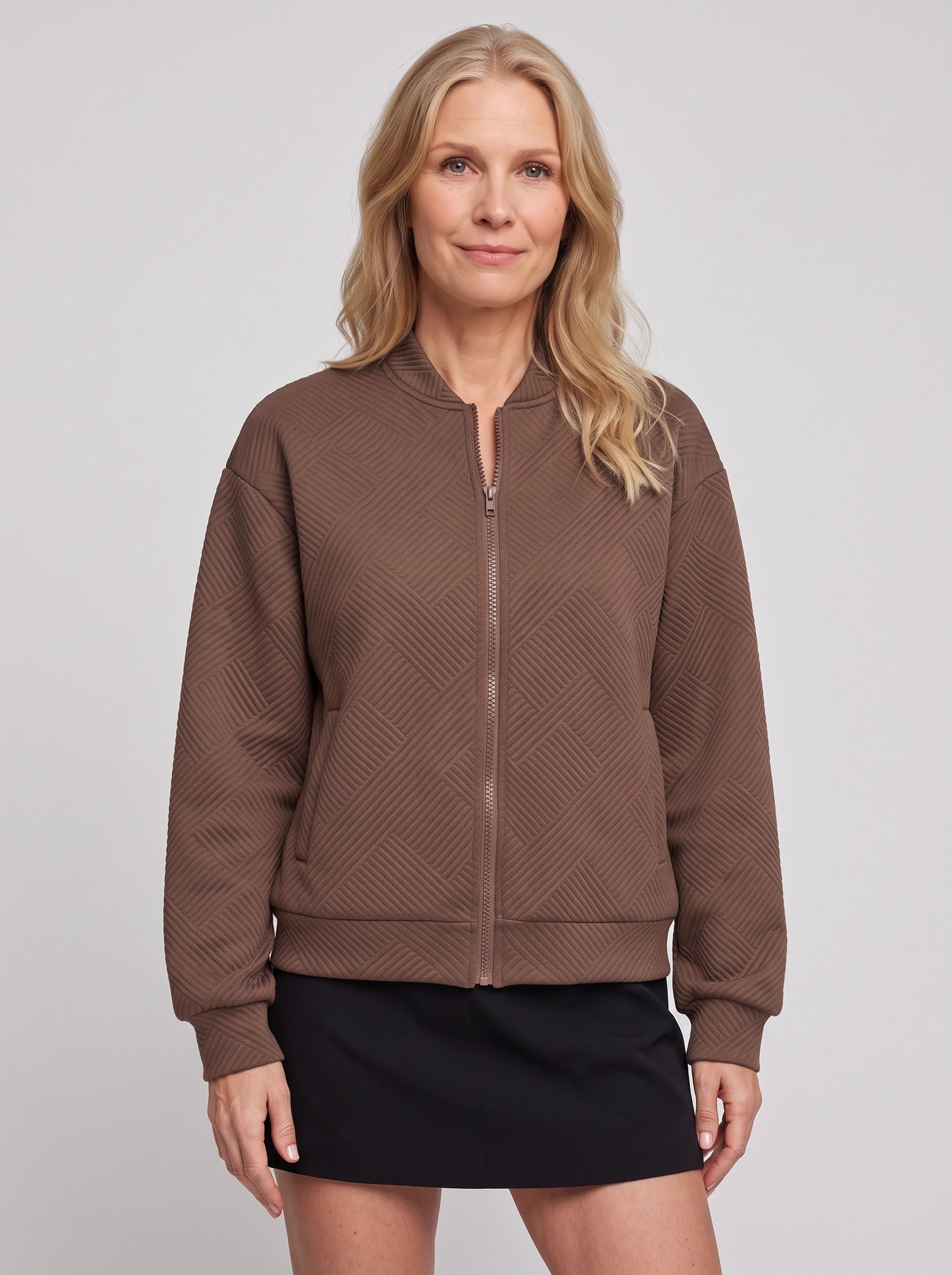 Eithne Quilted Bomber Jacket – Women Winter Casual Zip-Up Puffer Bomber Jacket