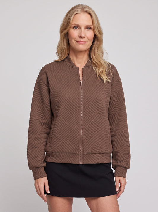 Eithne Quilted Bomber Jacket – Women Winter Casual Zip-Up Puffer Bomber Jacket
