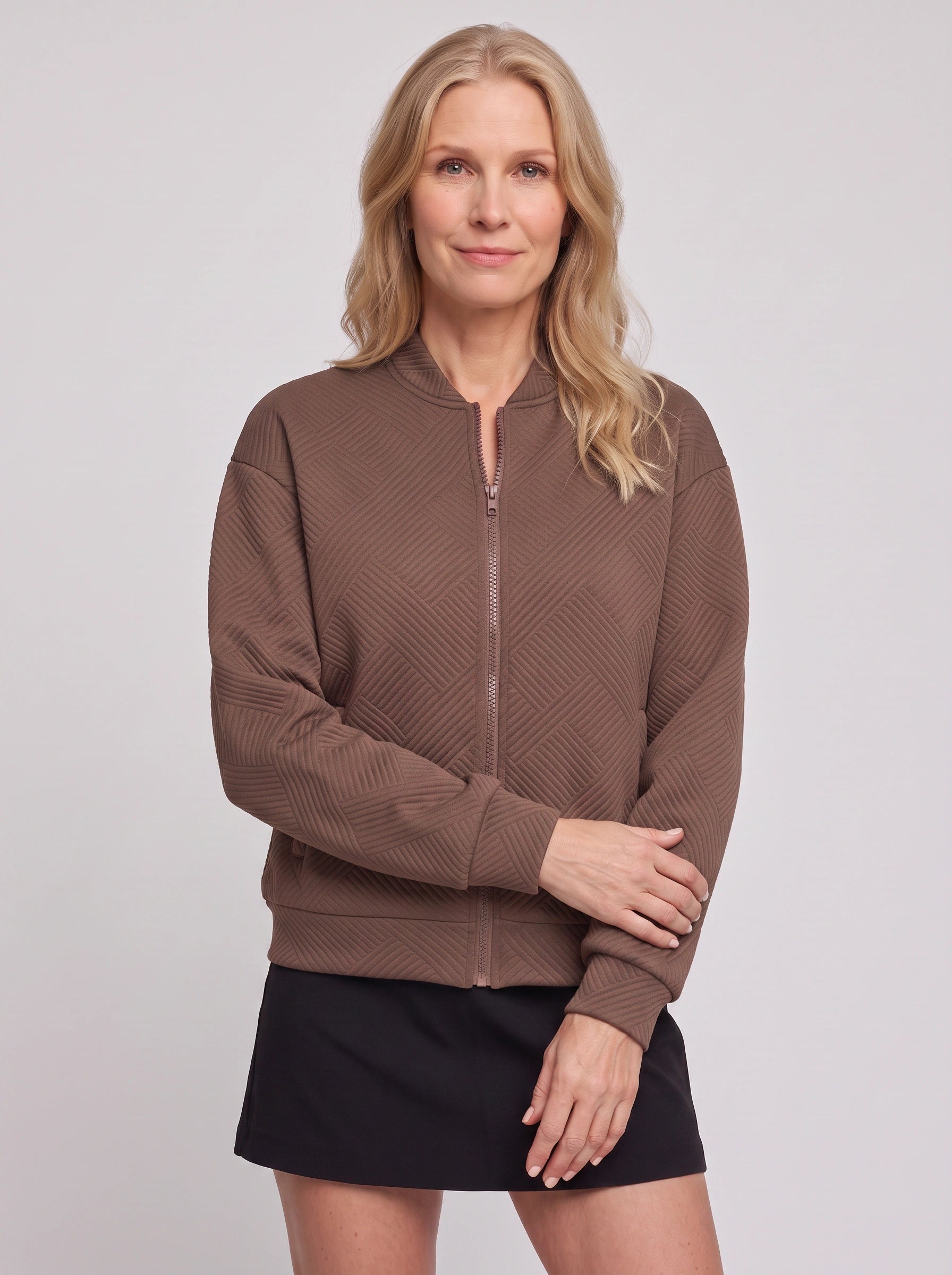 Eithne Quilted Bomber Jacket – Women Winter Casual Zip-Up Puffer Bomber Jacket