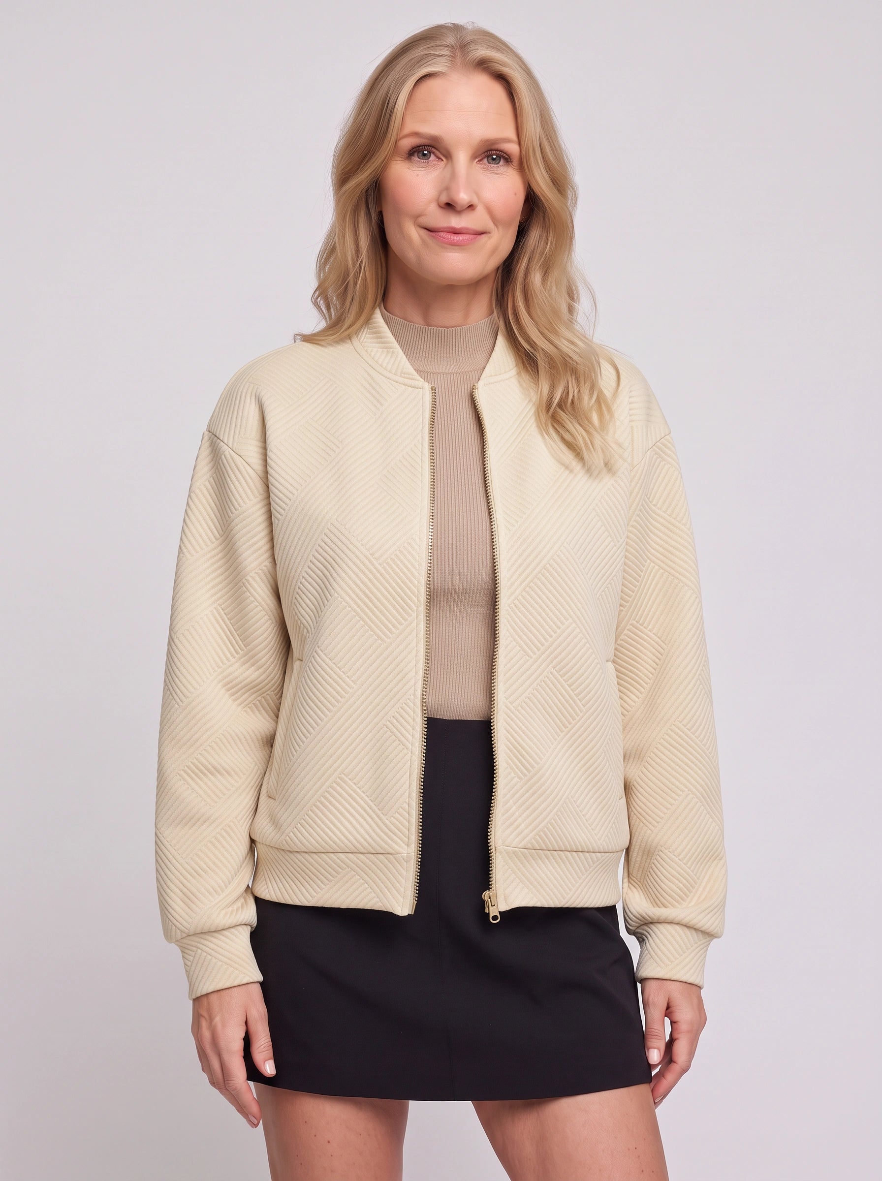 Eithne Quilted Bomber Jacket – Women Winter Casual Zip-Up Puffer Bomber Jacket