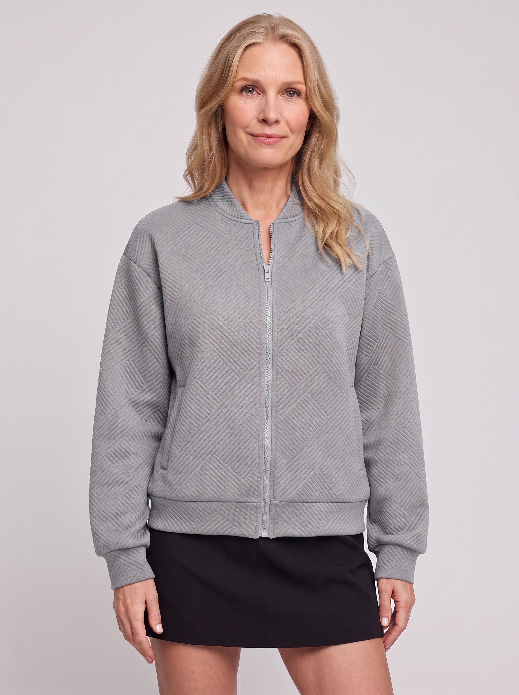 Eithne Quilted Bomber Jacket – Women Winter Casual Zip-Up Puffer Bomber Jacket