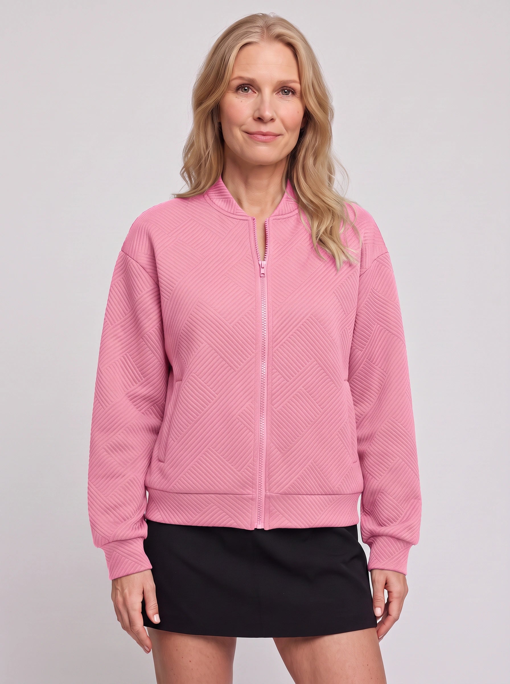 Eithne Quilted Bomber Jacket – Women Winter Casual Zip-Up Puffer Bomber Jacket