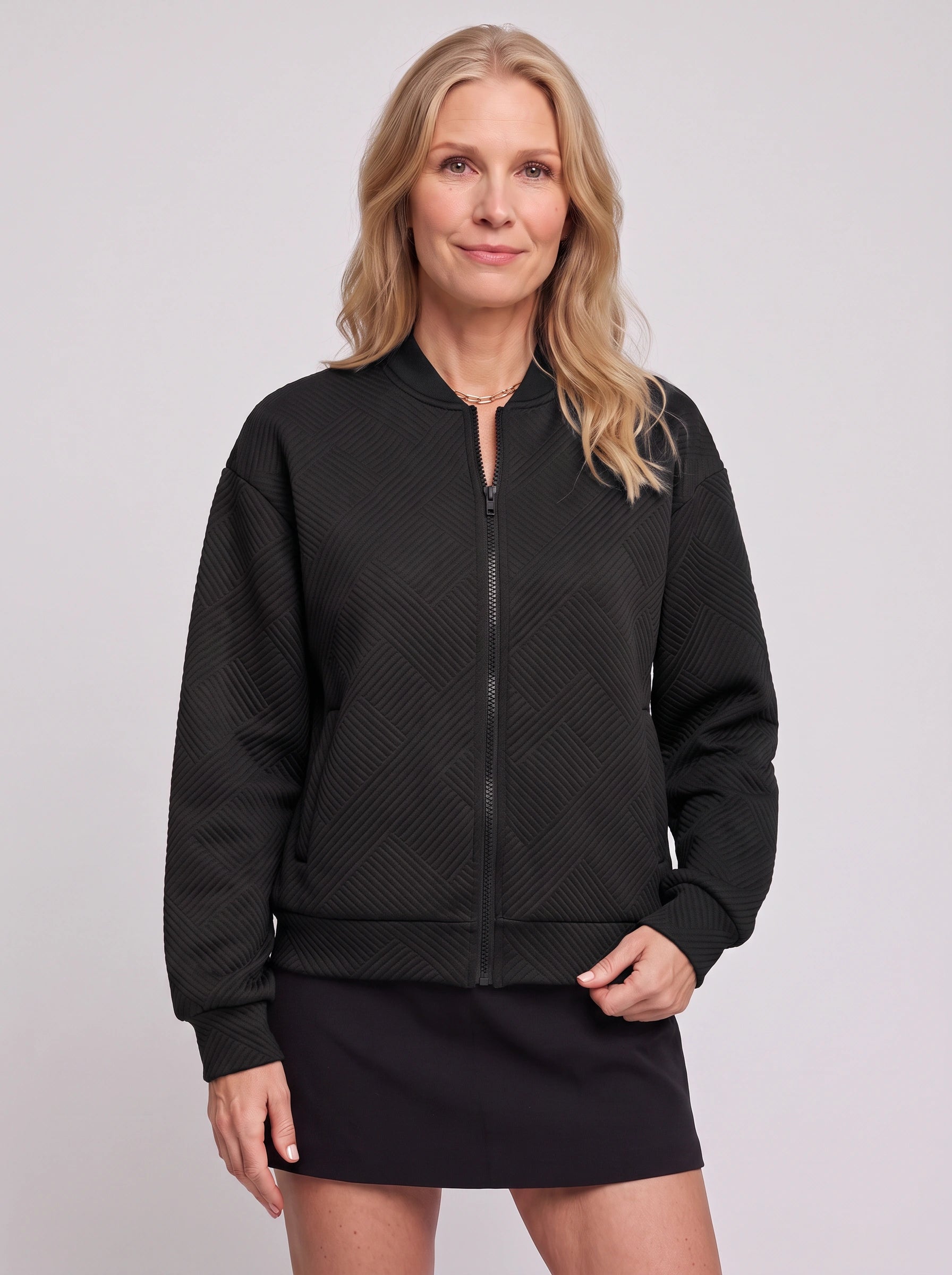 Eithne Quilted Bomber Jacket – Women Winter Casual Zip-Up Puffer Bomber Jacket