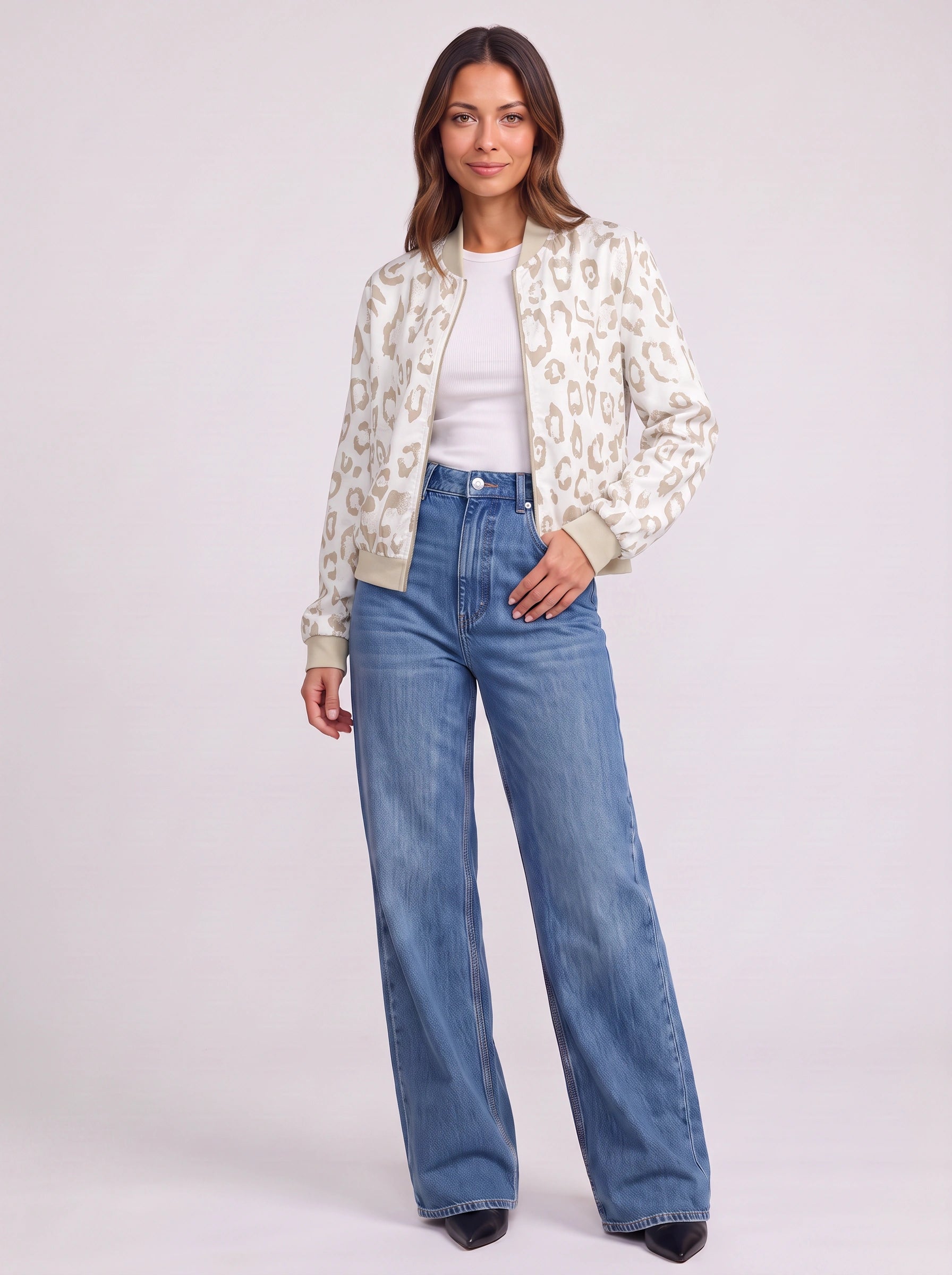 Lustren Cropped Bomber Jacket – Metallic Sheen Women Casual Streetwear Zip Front Ribbed Cuff Winter Jacket