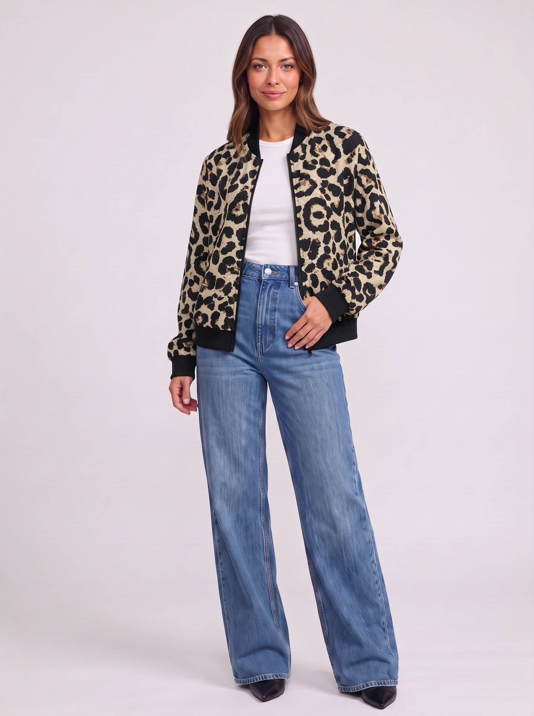 Lustren Cropped Bomber Jacket – Metallic Sheen Women Casual Streetwear Zip Front Ribbed Cuff Winter Jacket