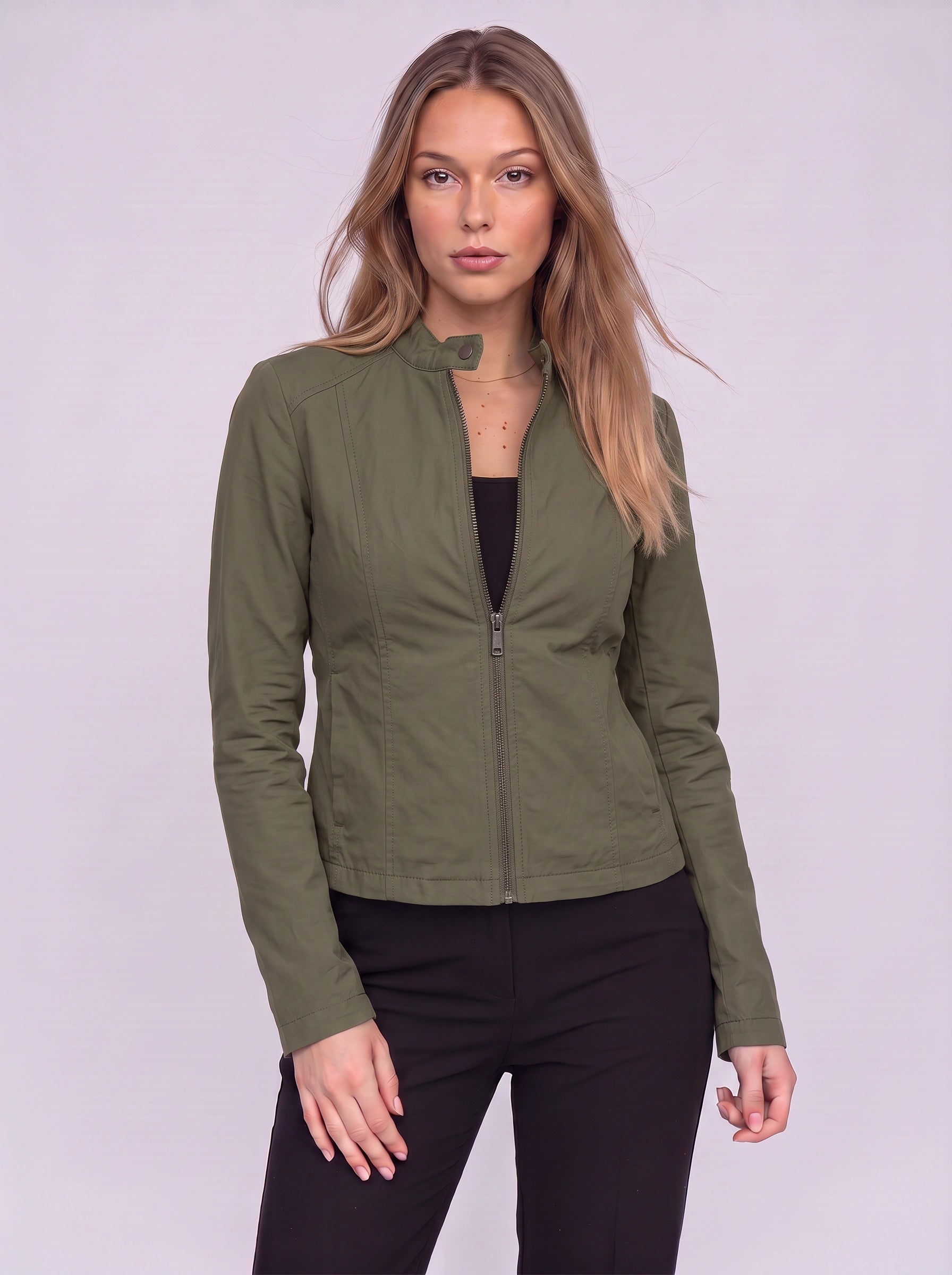 Rionach Fitted Moto Leather Jacket – Women Cropped Biker Outerwear Winter Smart Casual Leather Jacket