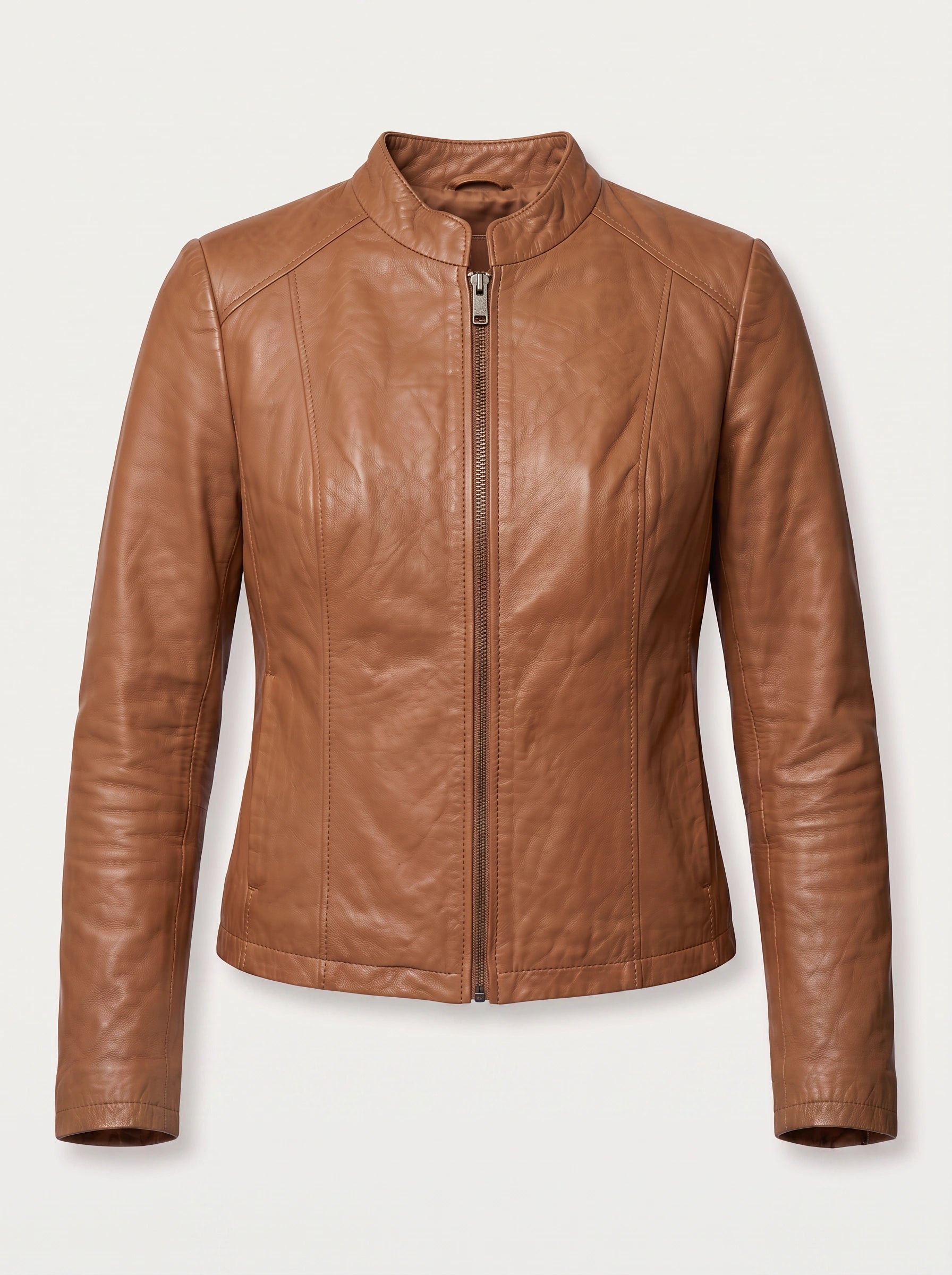 Rionach Fitted Moto Leather Jacket – Women Cropped Biker Outerwear Winter Smart Casual Leather Jacket