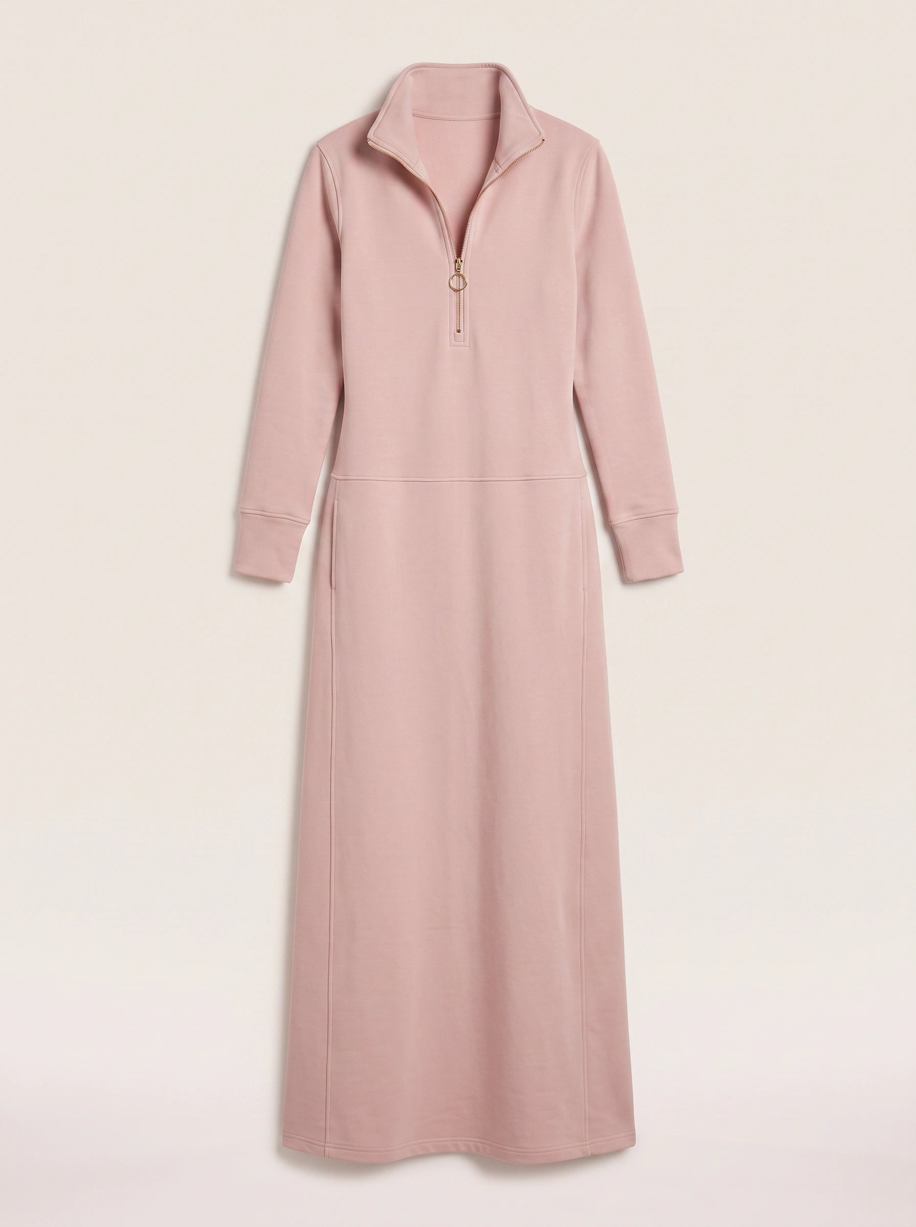 Ziprise Half-Zip Hoodie Maxi Dress – Bodycon Long Sleeve Women Loungewear Athletic Casual Streetwear Dress