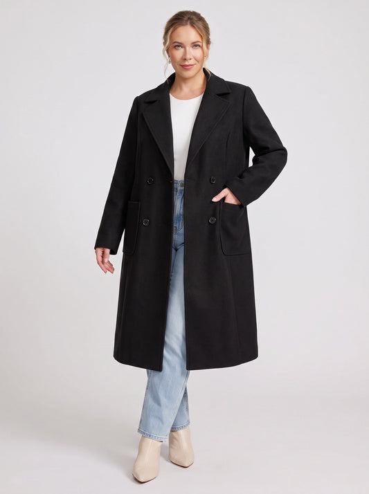 Norwick Double-Breasted Longline Blazer – Women Winter Tailored Office Business Casual Structured Coat Jacket