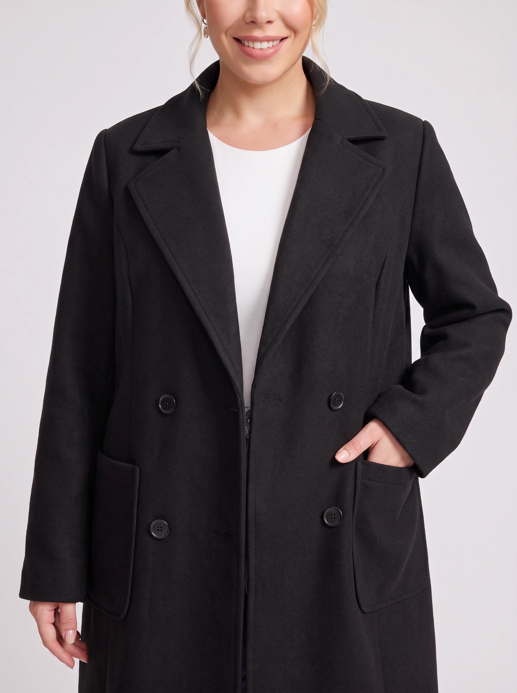Norwick Double-Breasted Longline Blazer – Women Winter Tailored Office Business Casual Structured Coat Jacket
