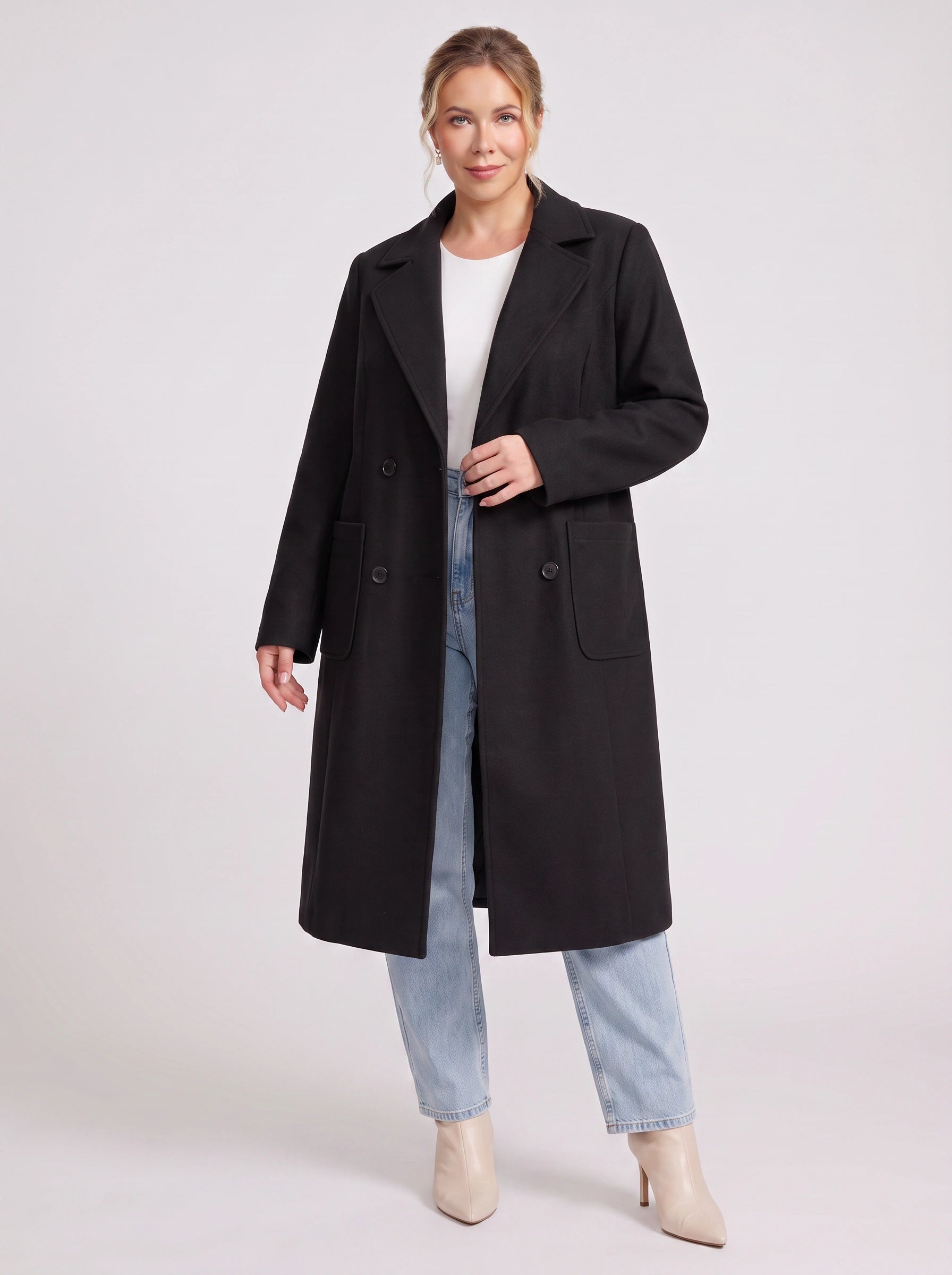 Norwick Double-Breasted Longline Blazer – Women Winter Tailored Office Business Casual Structured Coat Jacket