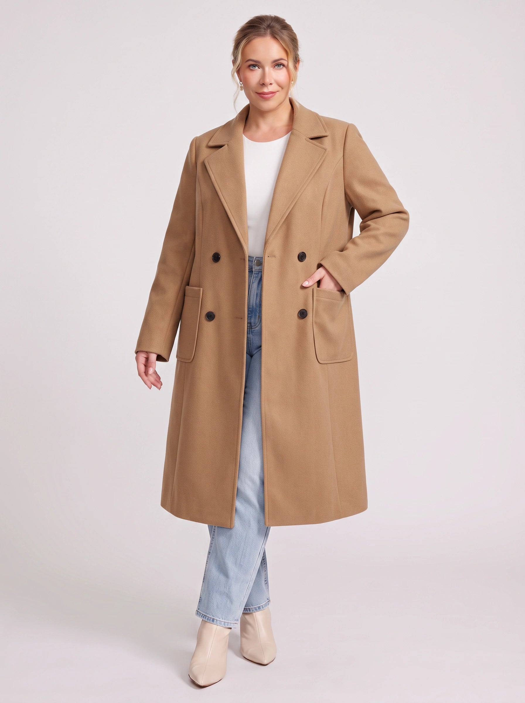 Norwick Double-Breasted Longline Blazer – Women Winter Tailored Office Business Casual Structured Coat Jacket